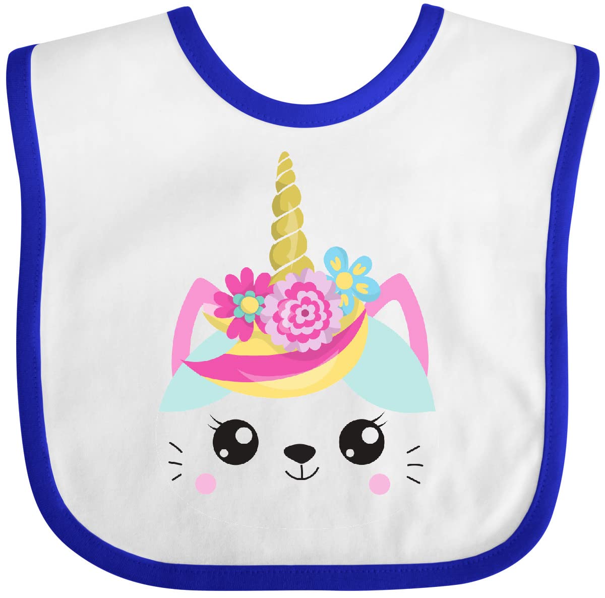Inktastic Unicorn Cat Baby Bib - Cute Floral Kitty Design for Infants & Toddlers - Perfect for Feeding, Playtime & Photo Shoots