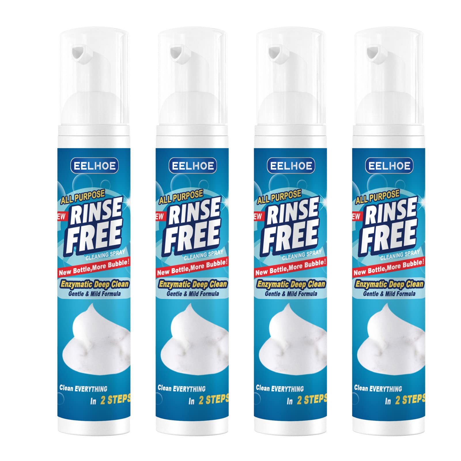 LIUBO Rinse-Free Bubble Cleaner 100ml - Multi-Purpose Foam Cleaner for Kitchen, Bathroom, Car & Home - Powerful Stain Remover & Deep Cleaning Spray (4-Pack) - Ideal for Tough Stains, Grease & Grime on Surfaces, Appliances & Upholstery