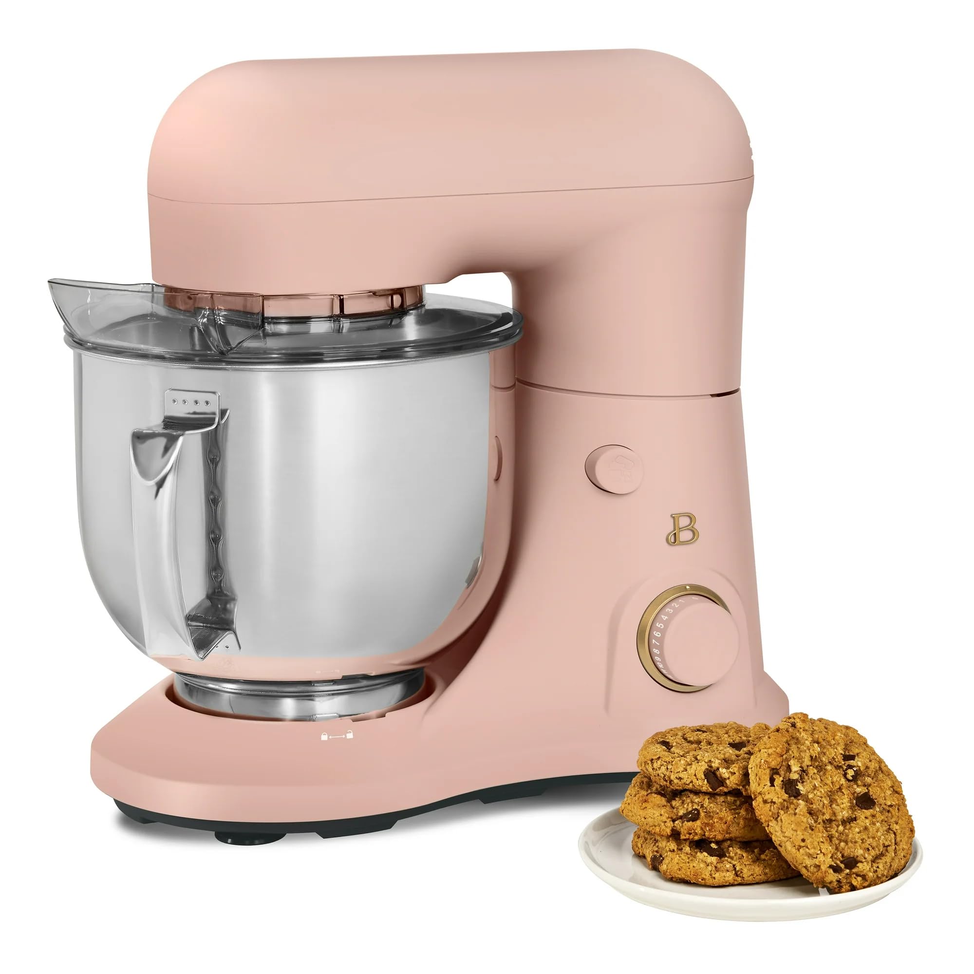 5.3 Qt Stand Mixer with Tilt-Head - Lightweight Powerful 300W Motor - 12 Speed Settings - Includes Beater, Whisk & Dough Hook - Splash Shield - by Drew Barrymore (Rose) - Perfect for Baking Cakes, Cookies, Bread & Pastries at Home