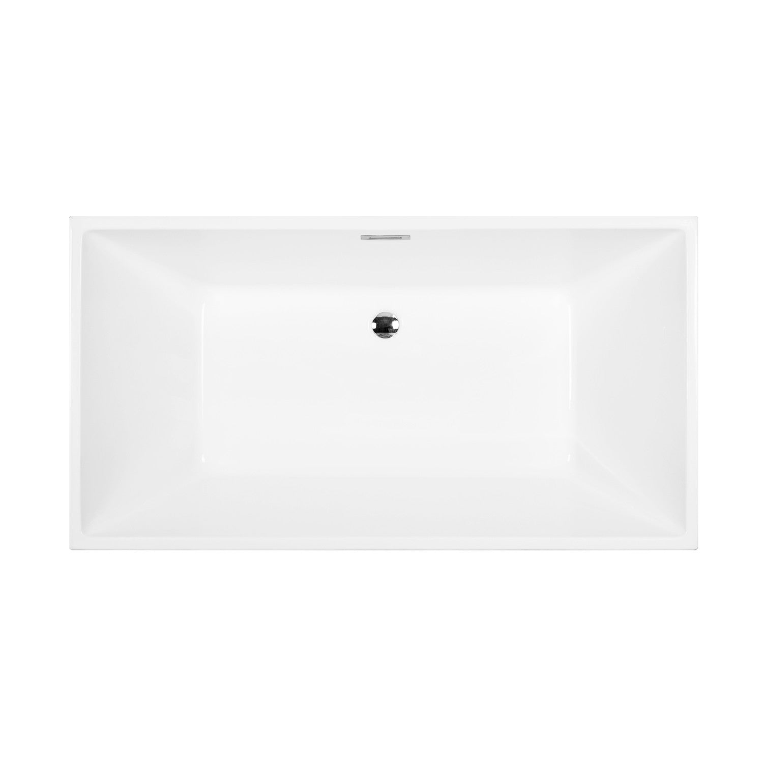 Aqua Eden 59-Inch Freestanding Acrylic Bathtub - Rectangular Double-Ended Soaking Tub with Drain, Glossy White for Luxury Bathroom & Spa Relaxation