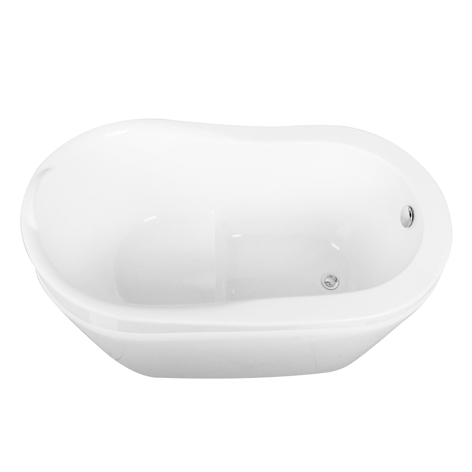 Aqua Eden 52 Inch Acrylic Oval Freestanding Bathtub with Drain & Built-in Seat - Glossy White Slipper Tub for Luxury Bathroom & Spa Relaxation
