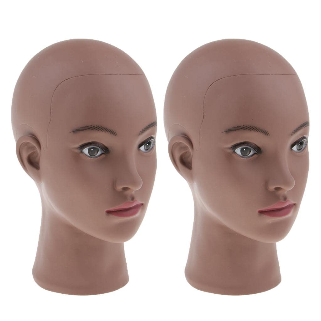 Ioensy 2 Pack Brown Female Wig Display Head Stand for Cosmetology, Hairstyling & Salon Practice - Perfect for Makeup Artists, Hairdressers & Beauty Training