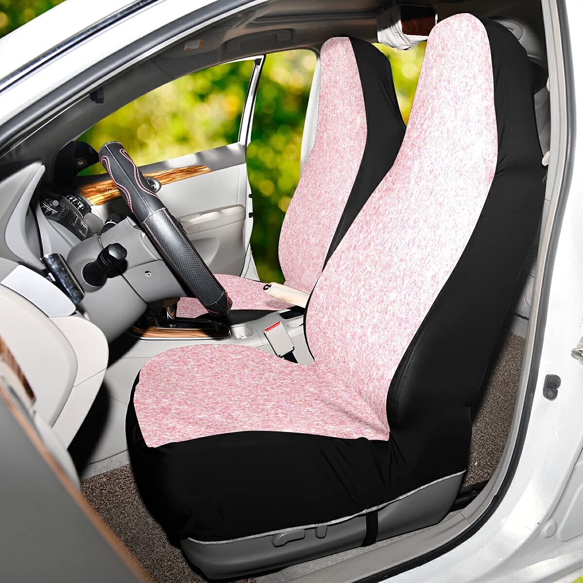 Pink Glitter Breathable Car Seat Cover - Universal Fit for Cars, SUVs, Trucks & Vans - 1pc Seat Protector for Comfort & Style | Perfect for Daily Commute, Road Trips & Vehicle Protection