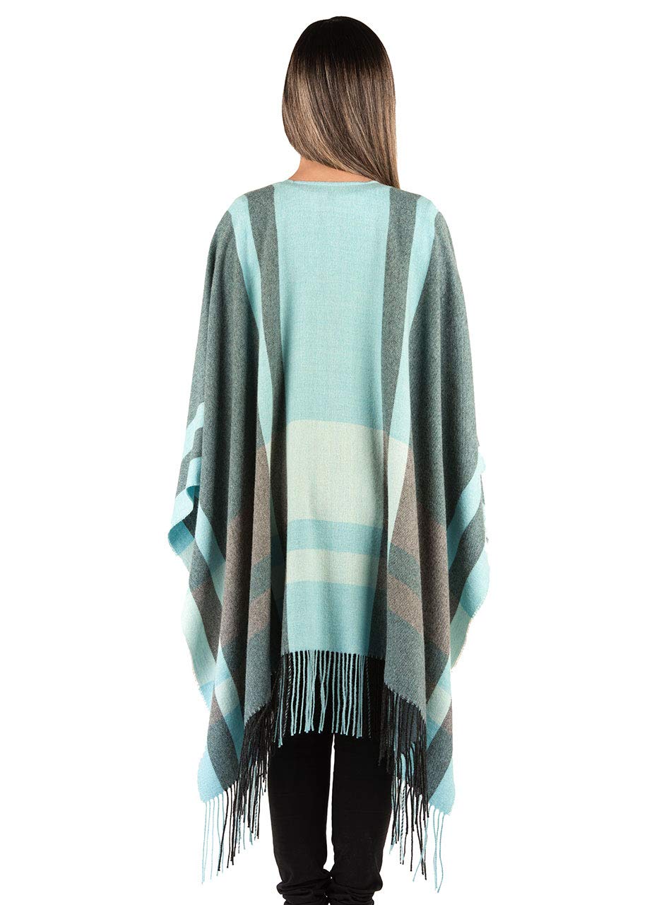 100% Baby Alpaca Wool Kimono Cardigan for Women - Soft Plaid Blanket Scarf Wrap for Fall & Winter - Cozy Loungewear, Travel & Office Wear
