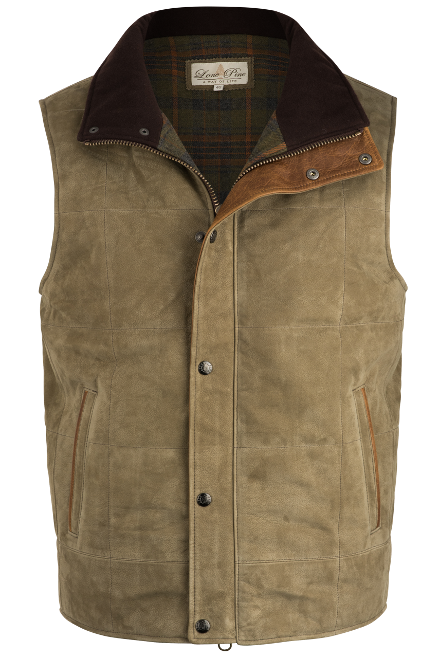 Lone Pine Olive Verona Calf Torino Vest - Stylish Men's Leather Vest for Casual Wear & Outdoor Adventures
