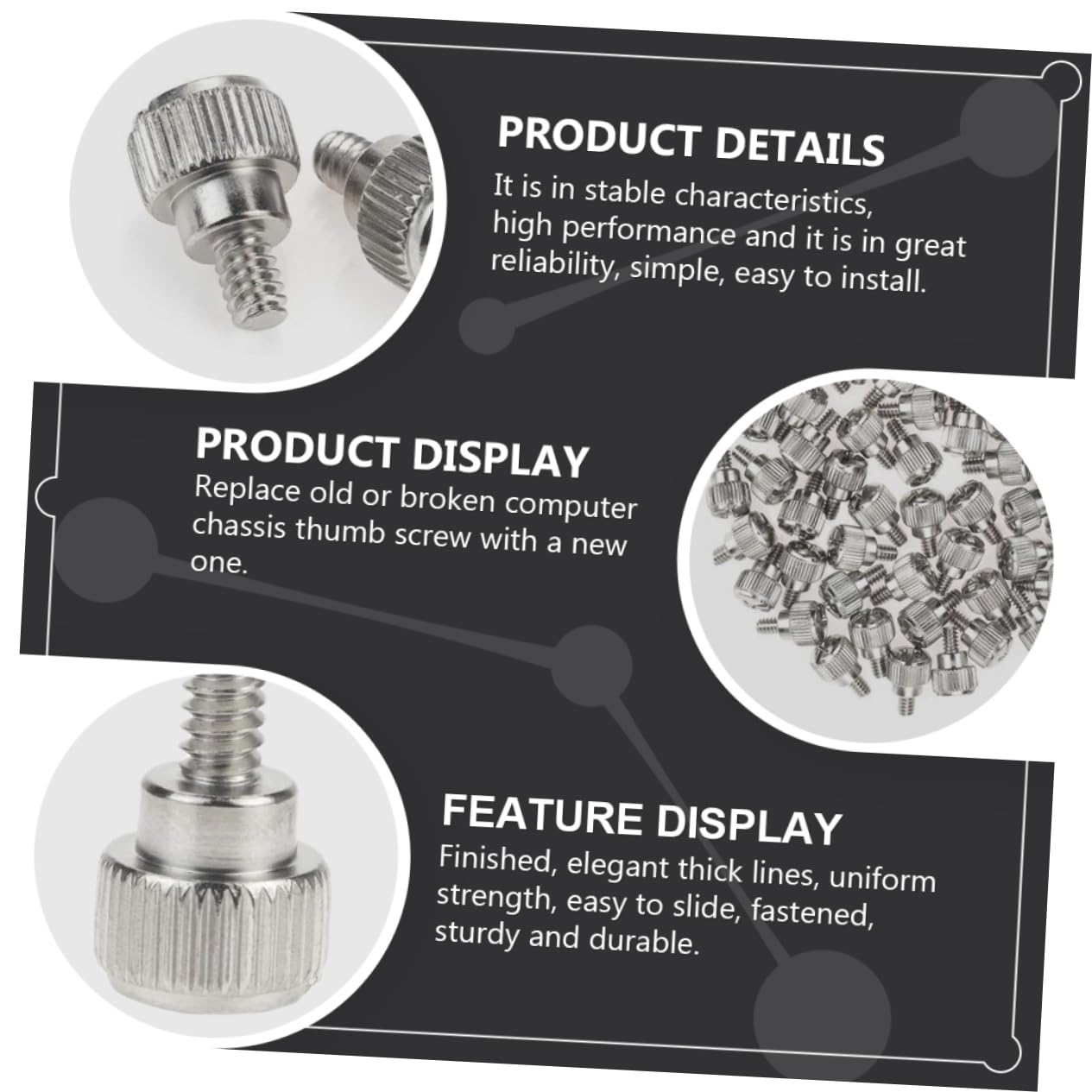 OSALADI 100pcs Computer Case Screws - Thumb Screws for PC Builds & Repairs - Black Oxidation Resistant - Perfect for DIY Computer Assembly, Case Modding & Hardware Maintenance