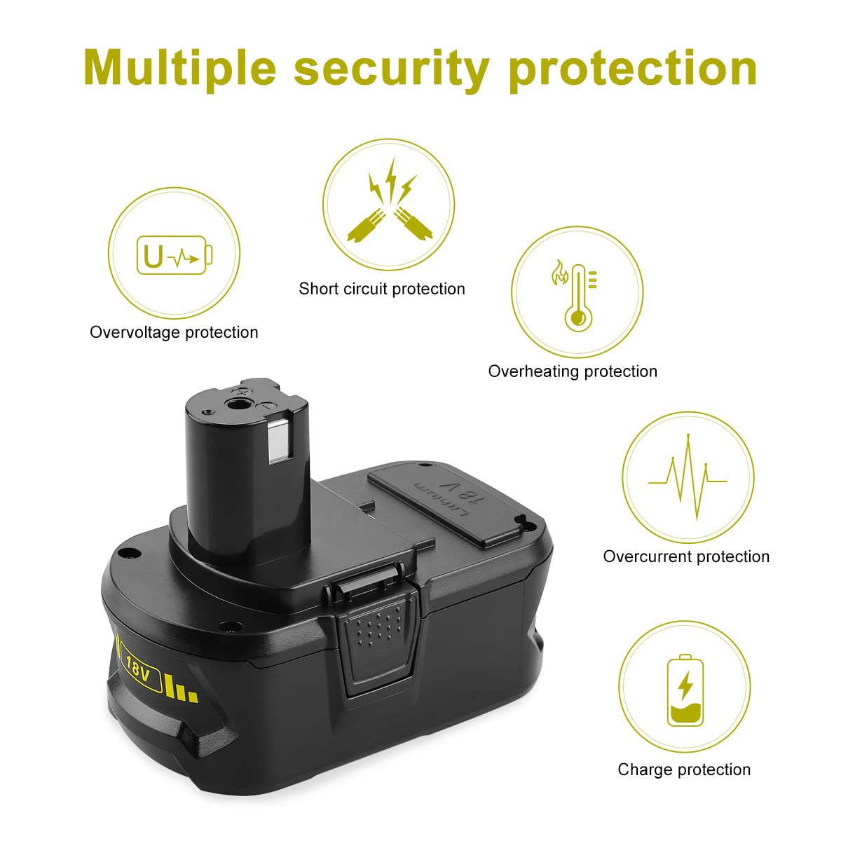 Energup 2-Pack 6500mAh 18V Replacement Battery for Ryobi P102 P103 P104 P105 P107 P108 P109 P122 - Compatible with Ryobi 18V ONE+ Lithium Batteries - Perfect for Power Tools, Drills, Saws & Outdoor Equipment