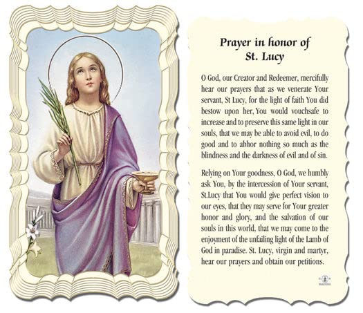 St. Lucy Catholic Prayer Cards - Pack of 50 Holy Cards with Prayer on Back - Perfect for Religious Devotion, Bible Study & Gift Giving