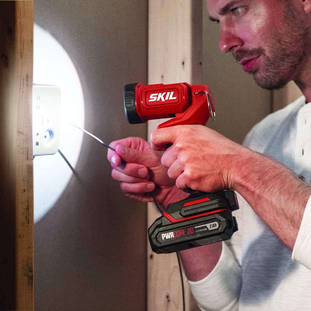 SKIL 20V Cordless 4-Tool Combo Kit - Drill Driver, Impact Driver, Reciprocating Saw & LED Work Light with 2x 2.0Ah Batteries & Charger (CB739601, White) - Perfect for DIY Home Improvement, Construction Projects & Professional Contractors
