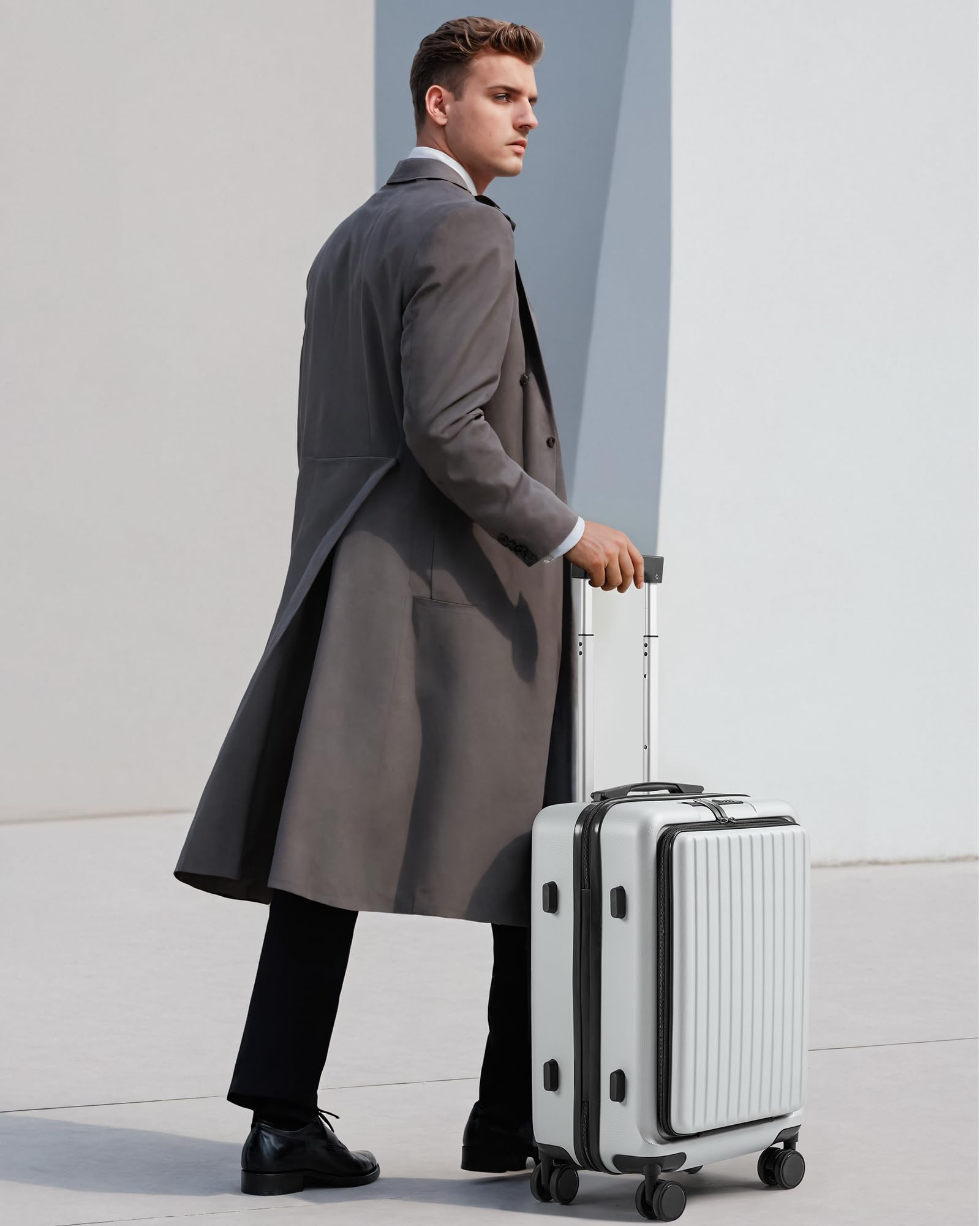 Suitour 22x14x9 Inch Carry On Luggage - Airline Approved Hard Shell Spinner Suitcase with Front Pocket & USB Charging Port for Men & Women - Perfect for Business Travel, Weekend Getaways & Airplane Trips