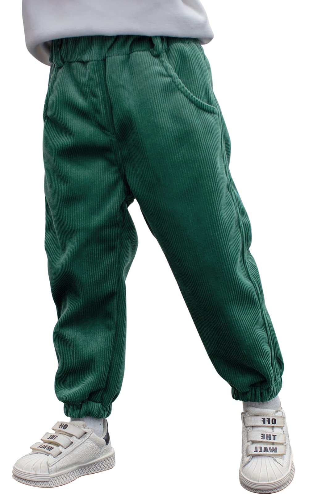 Happy Cherry Boys Girls Corduroy Harem Pants for Kids - Soft Fleece Lined Joggers with Elastic Waist, Solid Color Comfort Pants for Ages 4-9 Years - Perfect for Playtime, School & Winter Outfits