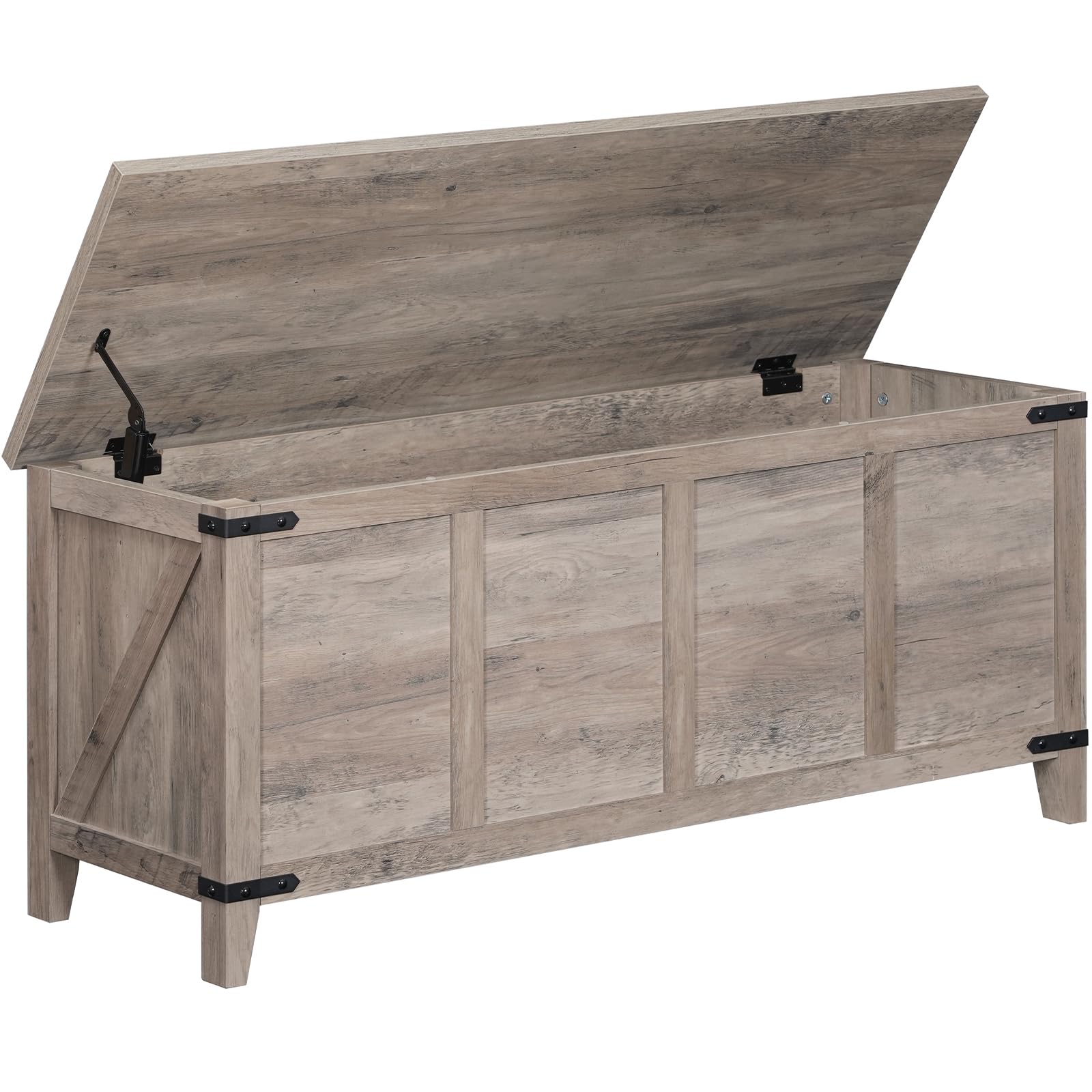 HOOBRO Farmhouse Toy Storage Bench with Geometric Front, 47.2