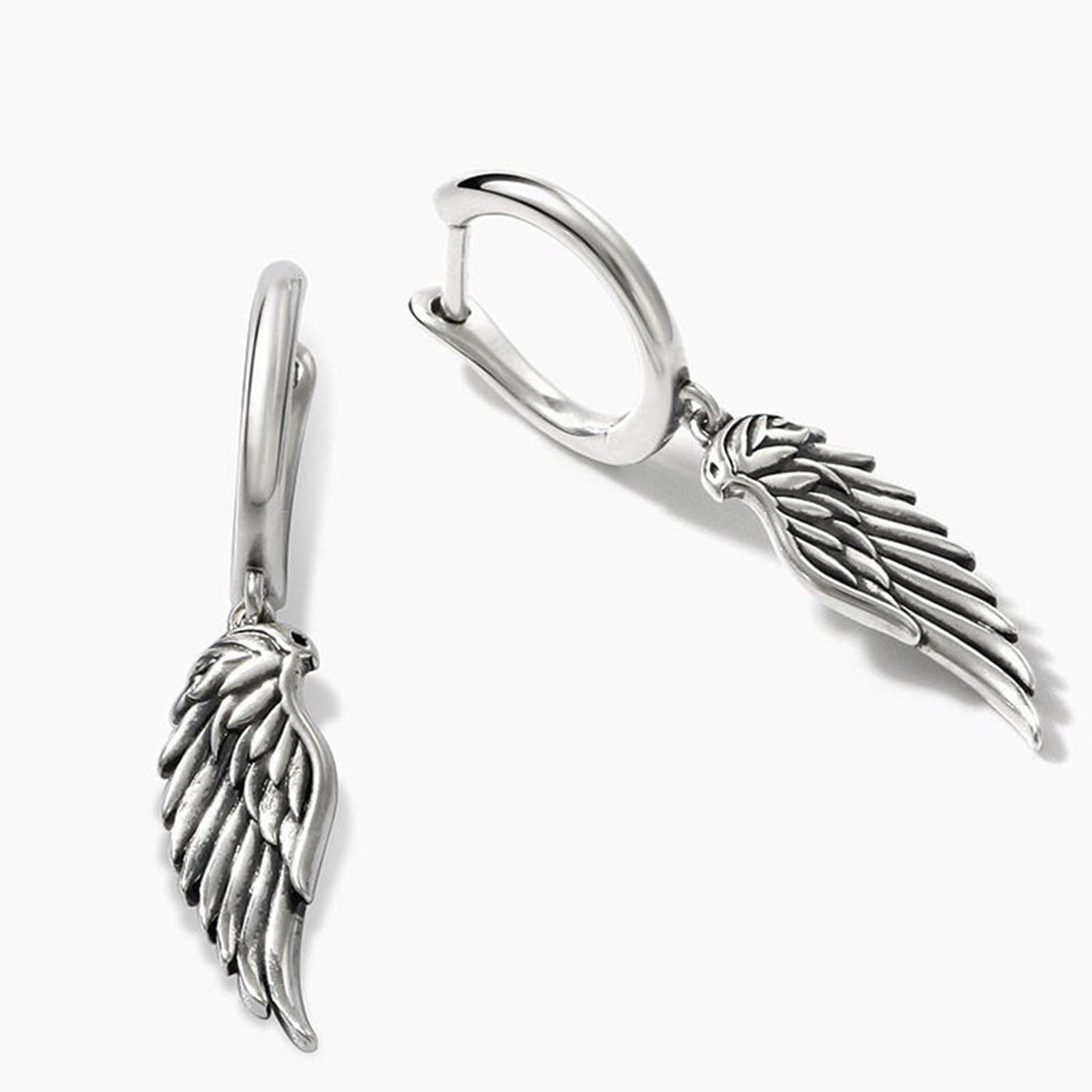 Jeulia Sterling Silver Hoop Dangle Earrings for Women - Small Hoop Earrings with Cross, Wings & Butterfly Charms - Hypoallergenic Punk Goth Jewelry for Teens - Perfect for Parties, Gifts & Everyday Wear