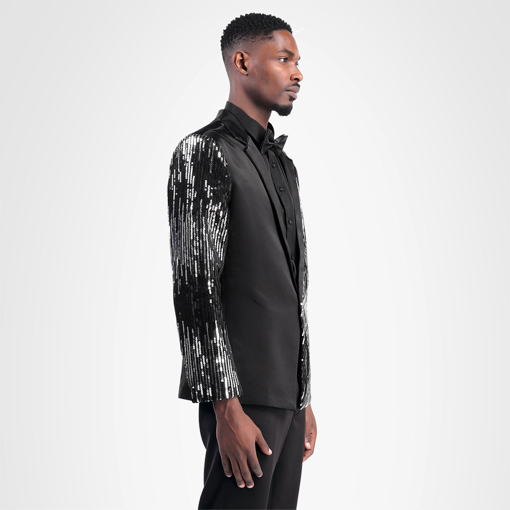 Elegant Black Sequin Blazer for Prom - Sparkling Formal Jacket for Women's Evening Party, Homecoming Dance & Special Occasions