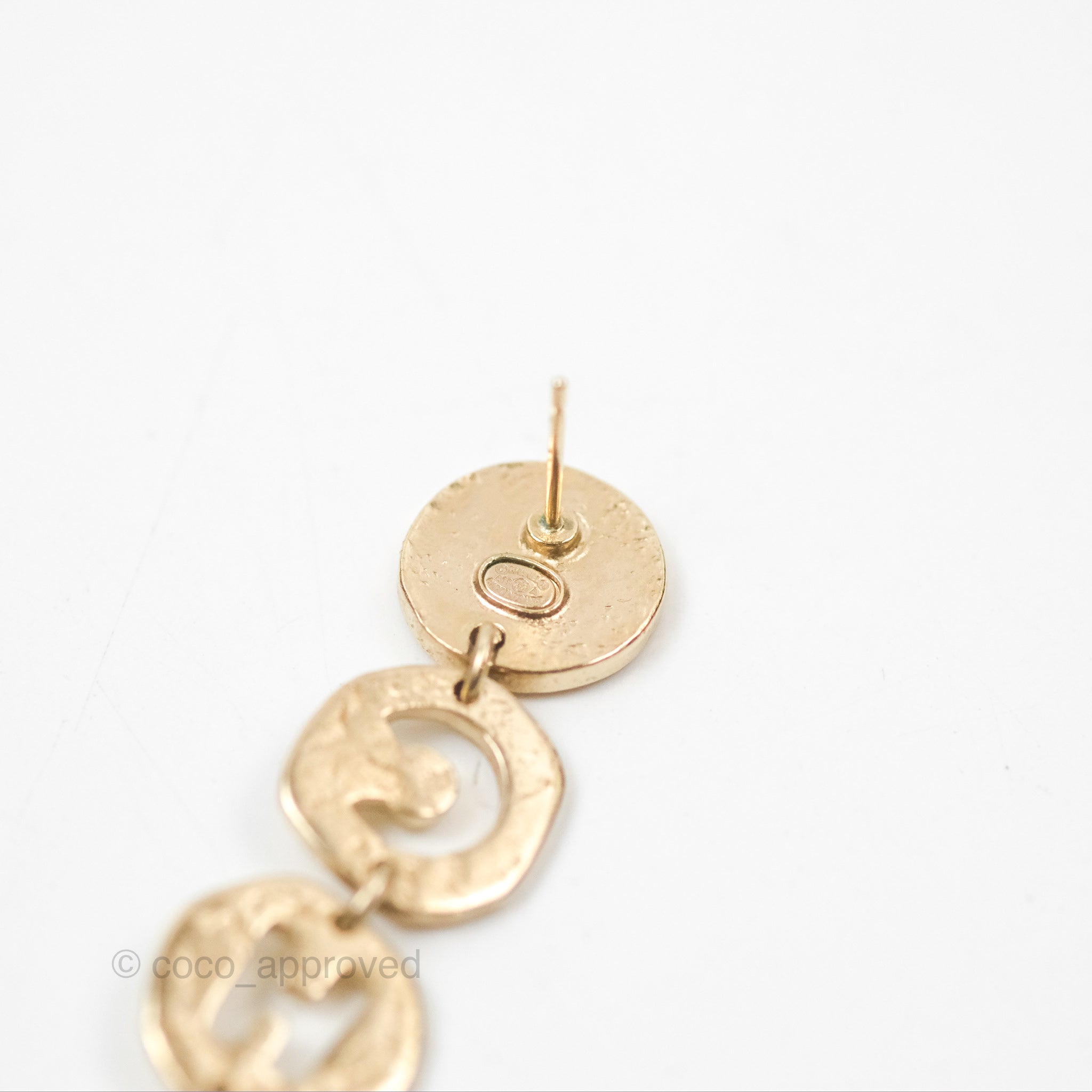 Chanel CC Coco Pearl Round Chain Long Drop Earrings in Gold Tone - 19A Collection | Elegant Jewelry for Parties, Weddings & Special Occasions
