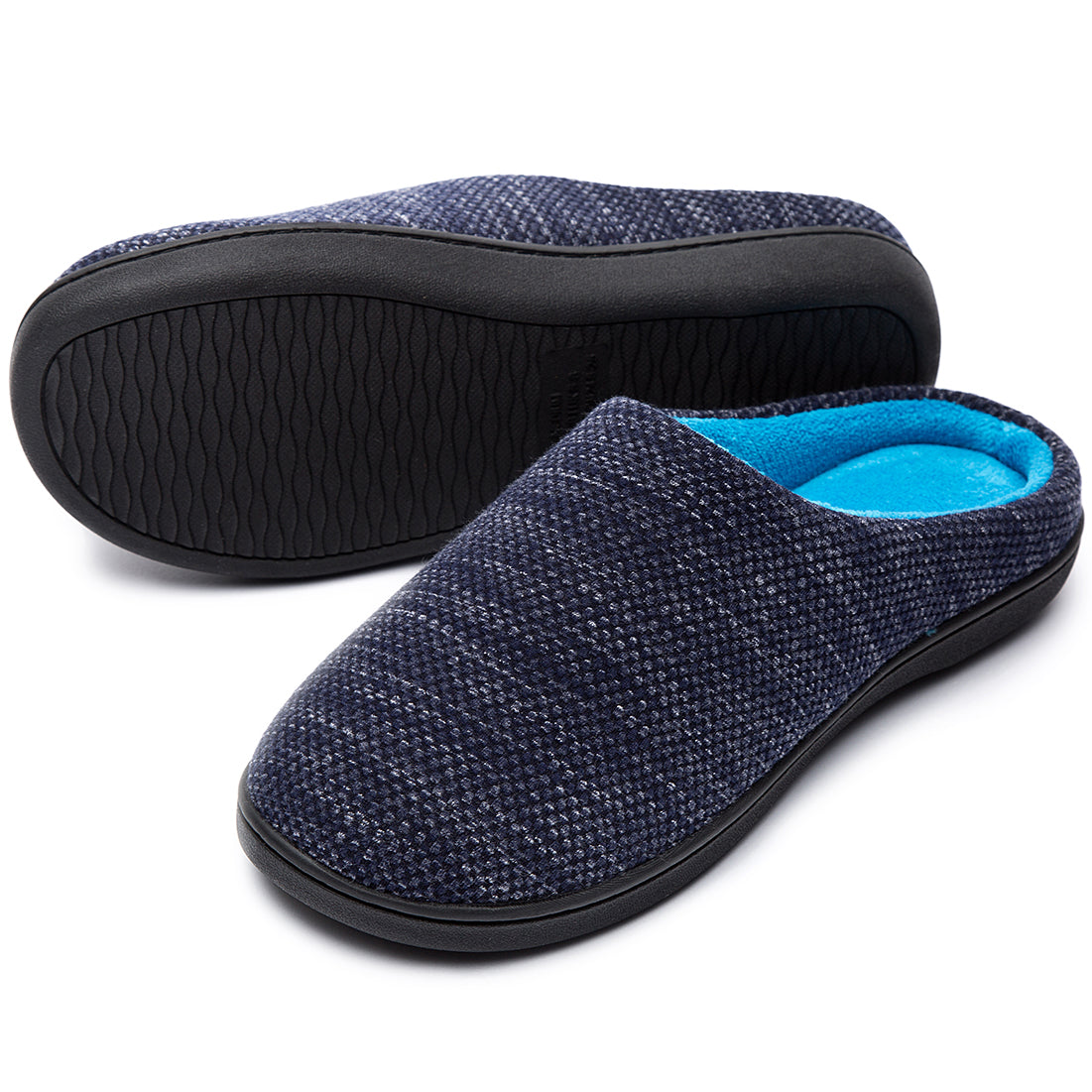 Women's Comfortable Birdseye Knit Two-Tone Slippers - Soft Indoor House Shoes for Relaxing at Home, Lounging & Cozy Winter Wear