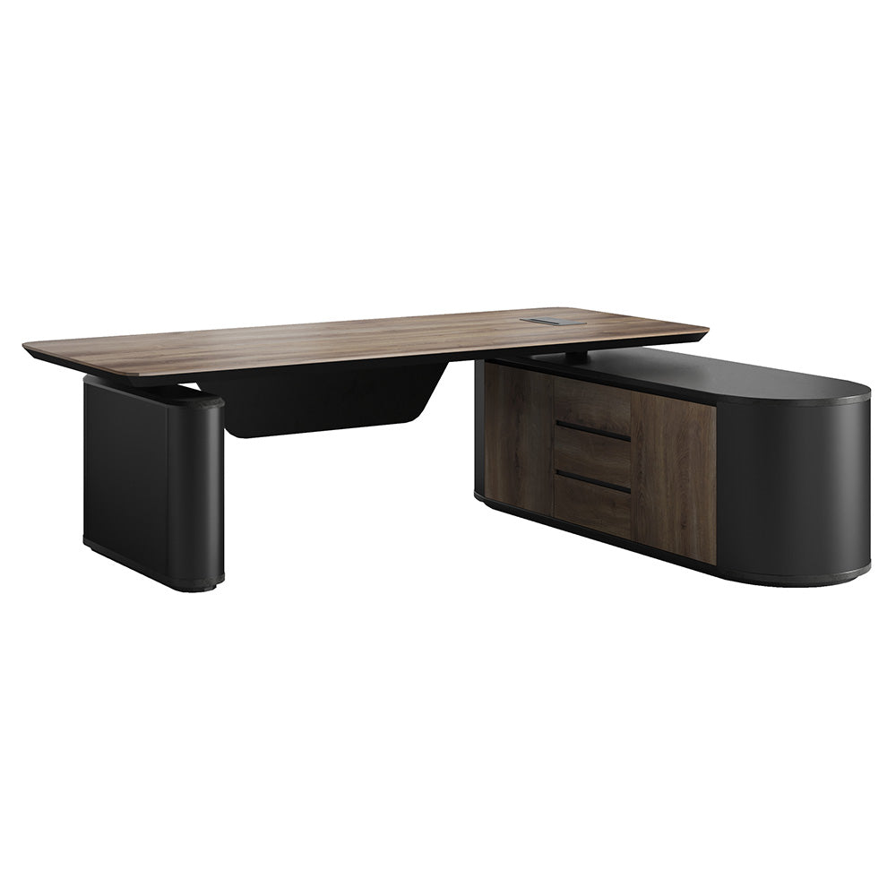 LUCA Electric Height Adjustable Sit Stand Desk 240cm - Warm Oak Executive Office Desk with Reversible Return | Ergonomic Standing Desk for Home & Office Workspace