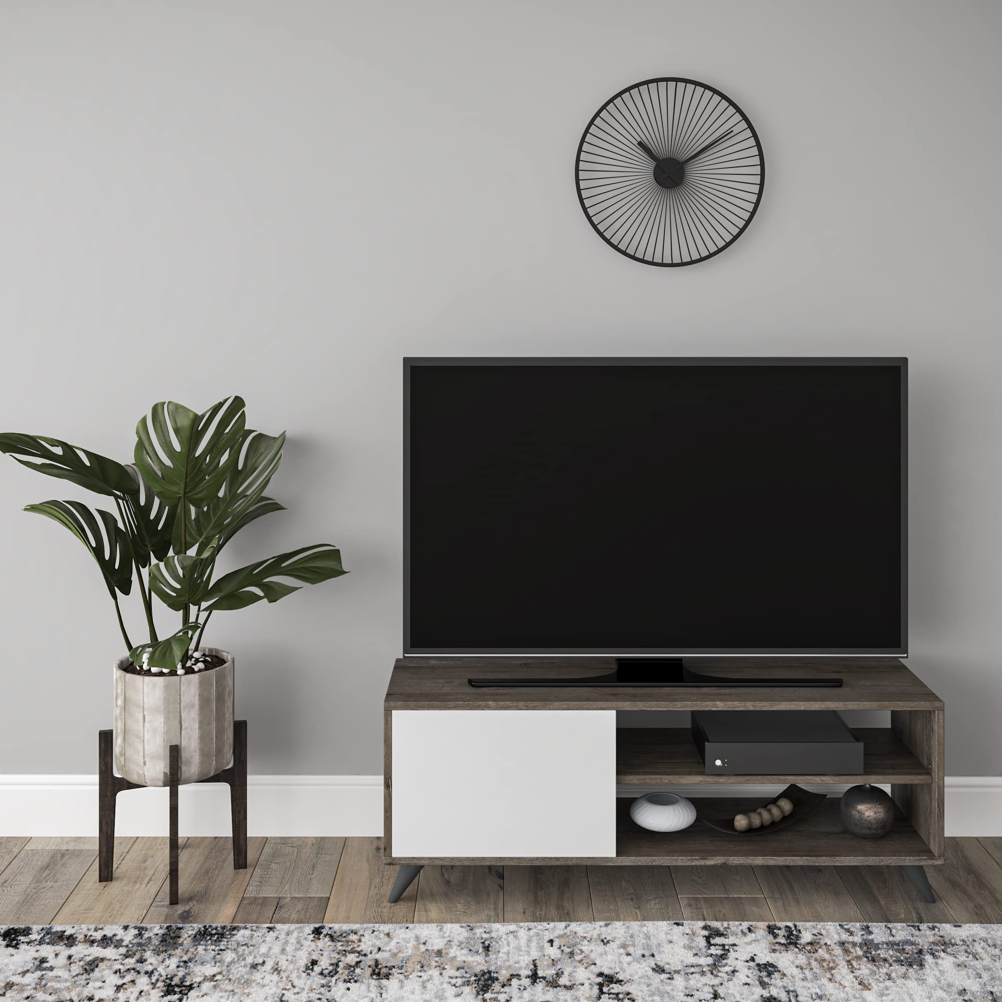 Modern Wenge & White TV Stand with Storage - 47.2