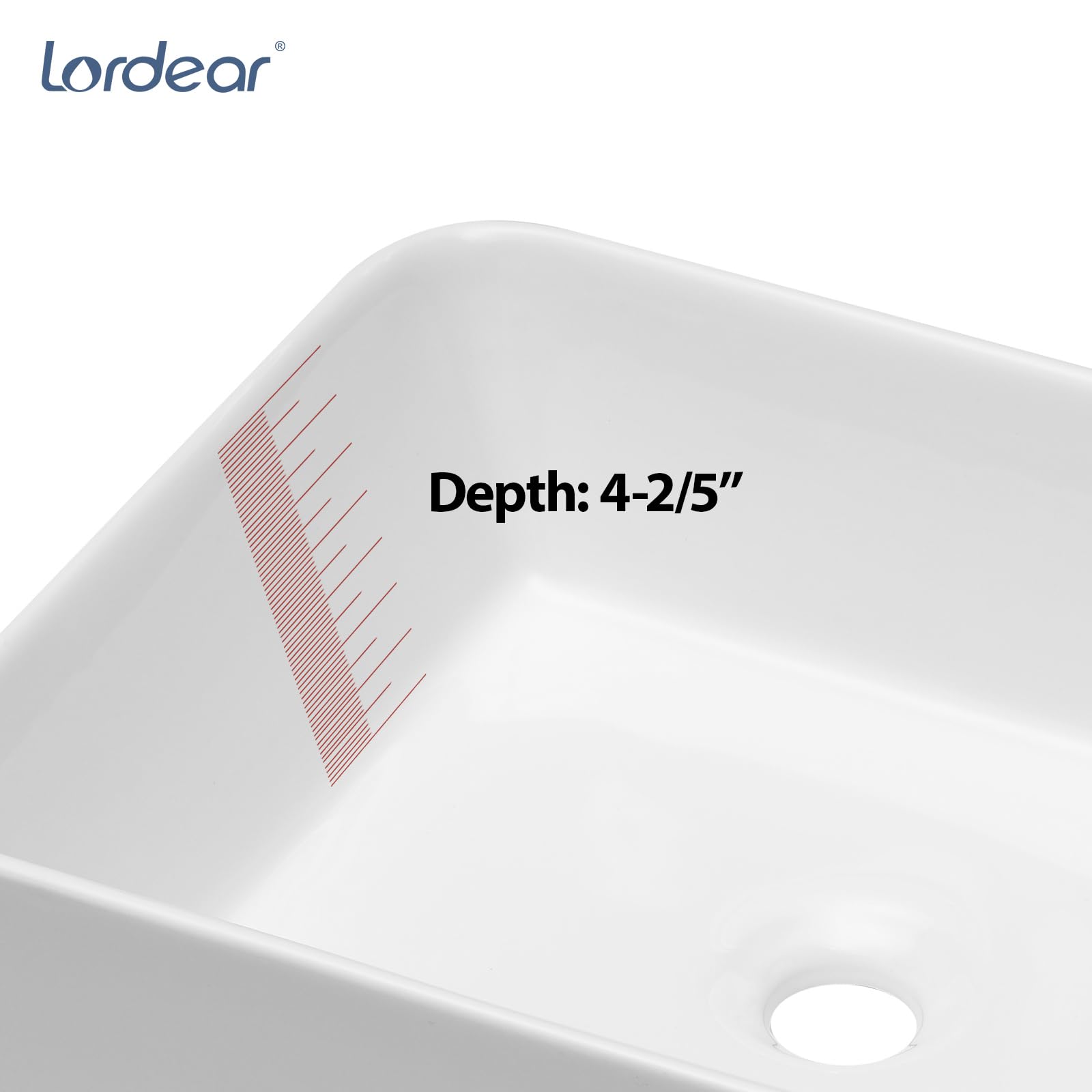 Lordear 19x15 Inch White Ceramic Porcelain Vessel Sink with Matte Black Single Handle Faucet - Above Counter Rectangular Bathroom Sink Combo for Modern & Contemporary Vanities