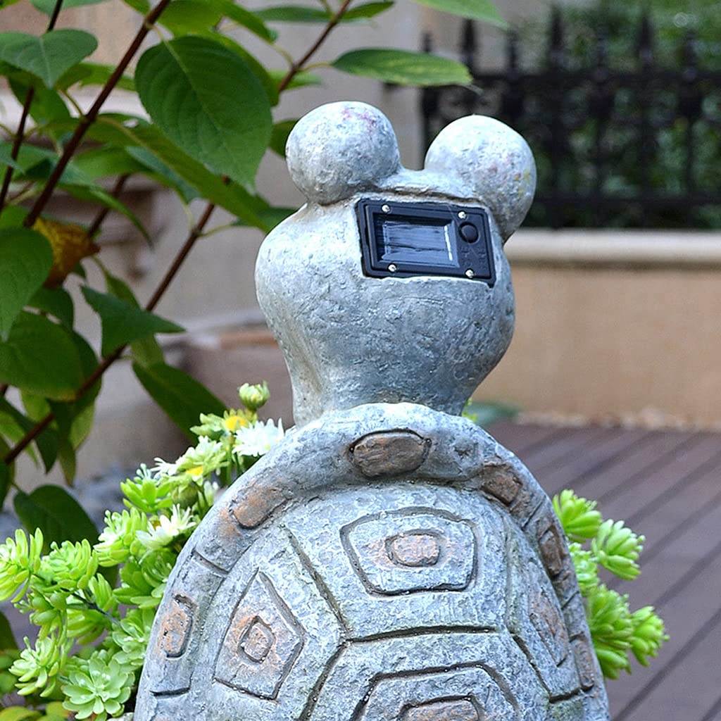 Creative LED Turtle Garden Statue - Outdoor Animal Sculpture with Flower Pot for Lawn, Terrace & Balcony Decor | Solar-Powered Decorative Ornament for Patio, Yard & Garden Landscaping