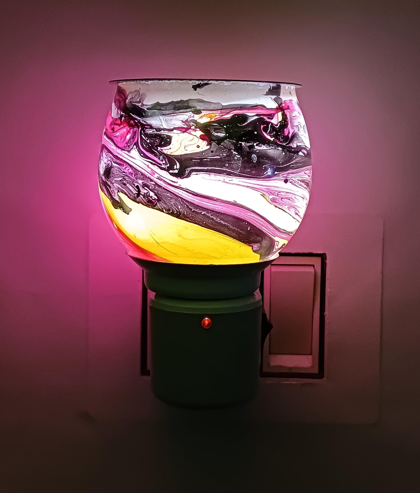Premium Electric Camphor Diffuser & Essential Oil Aromatherapy Device - Glass Kapoor Dhani with On/Off Switch for Dual Use as Burner & Night Lamp - Perfect for Meditation, Yoga, and Home Relaxation