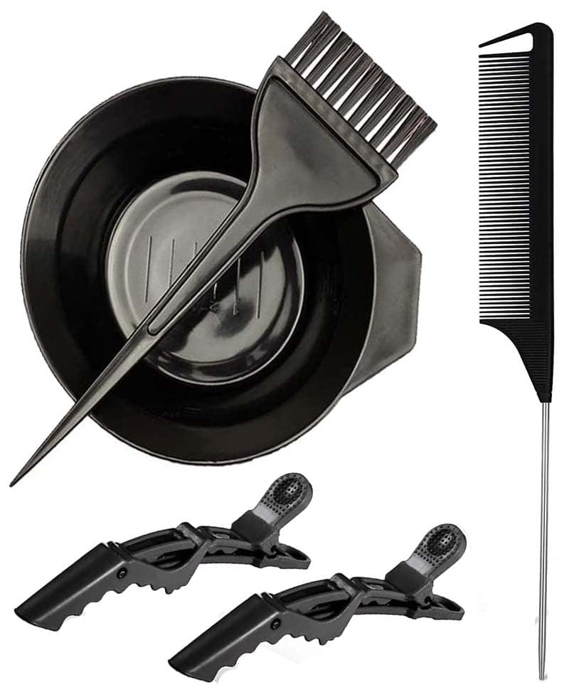 Professional Salon Hair Dye Brush & Bowl Set - Extra Wide Hair Coloring Applicator Brush with Tail Comb & 2 Section Clips for At-Home Hair Coloring | Perfect for DIY Hair Dye, Highlights, and Root Touch-Ups