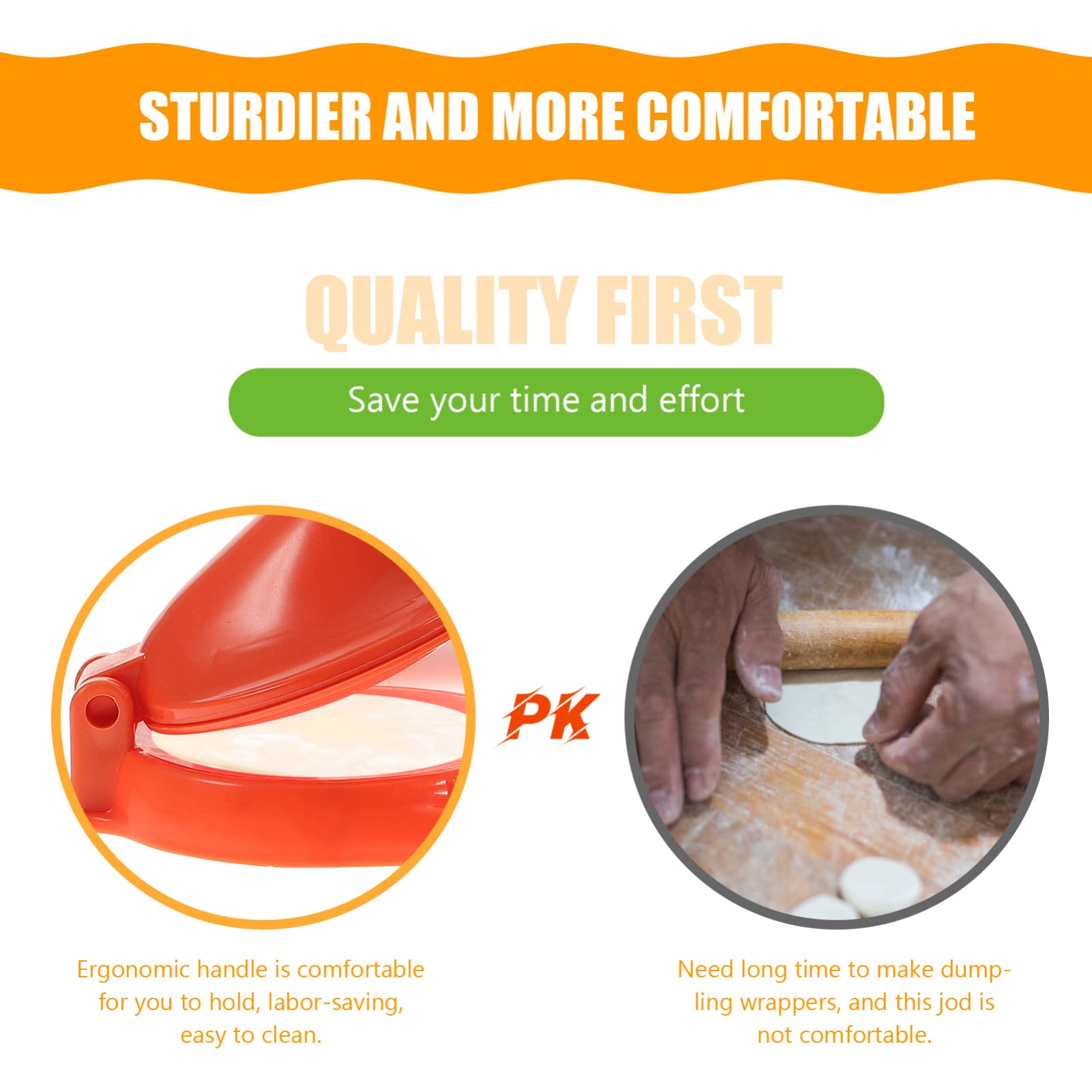 **Angoily Manual Tortilla Press & Dumpling Maker Set - Stainless Steel Dough Press for Tortillas, Dumplings, Pizza, Roti & Pastry | Perfect for Home Kitchen & Restaurant Use | Orange**    *(Use for making fresh tortillas, dumplings, pizza dough, roti, and pastry at home or in commercial kitchens.)*