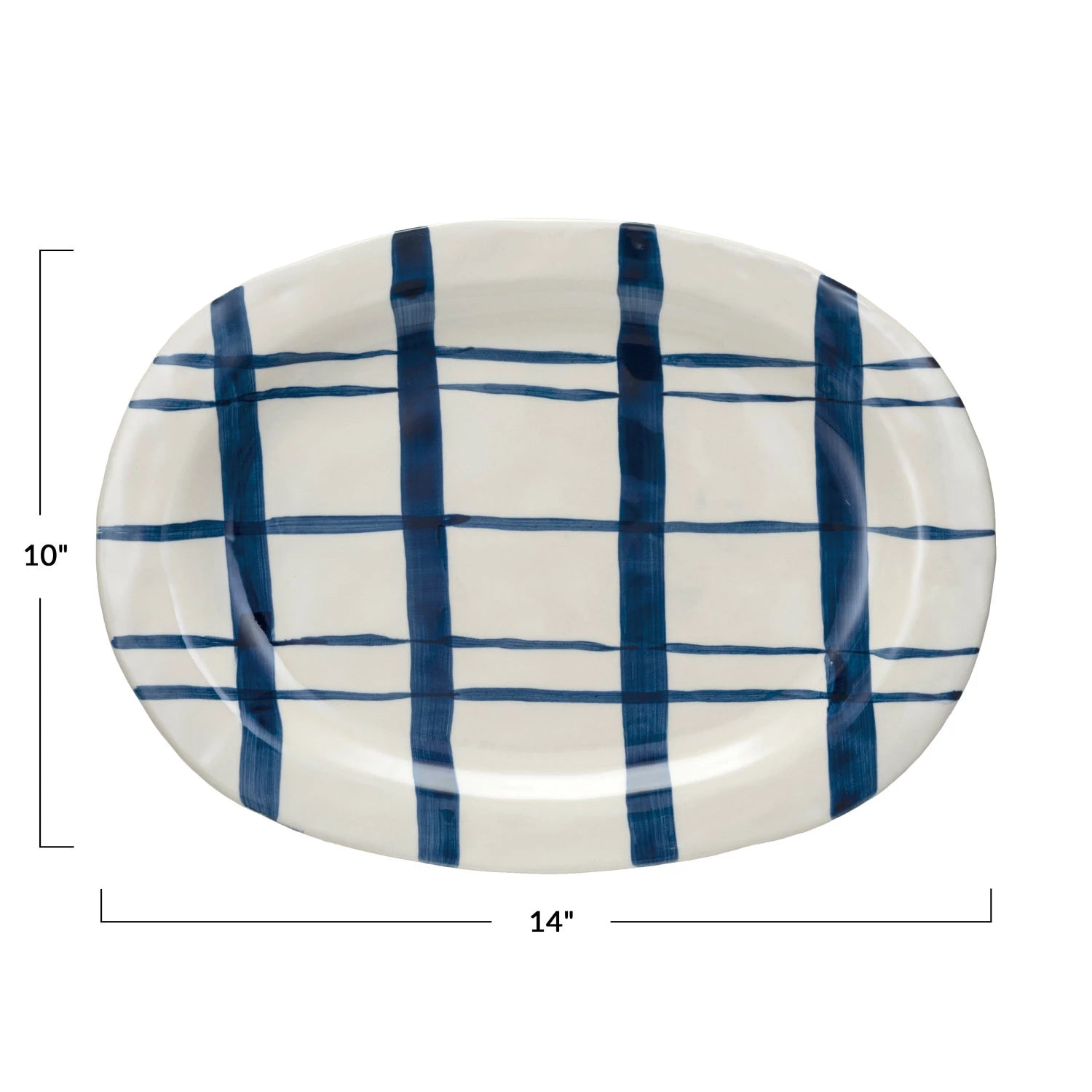 Blue Plaid Oval Platter - Elegant Ceramic Serving Dish for Charcuterie, Cheese & Appetizers | Perfect for Parties, Picnics & Holiday Entertaining