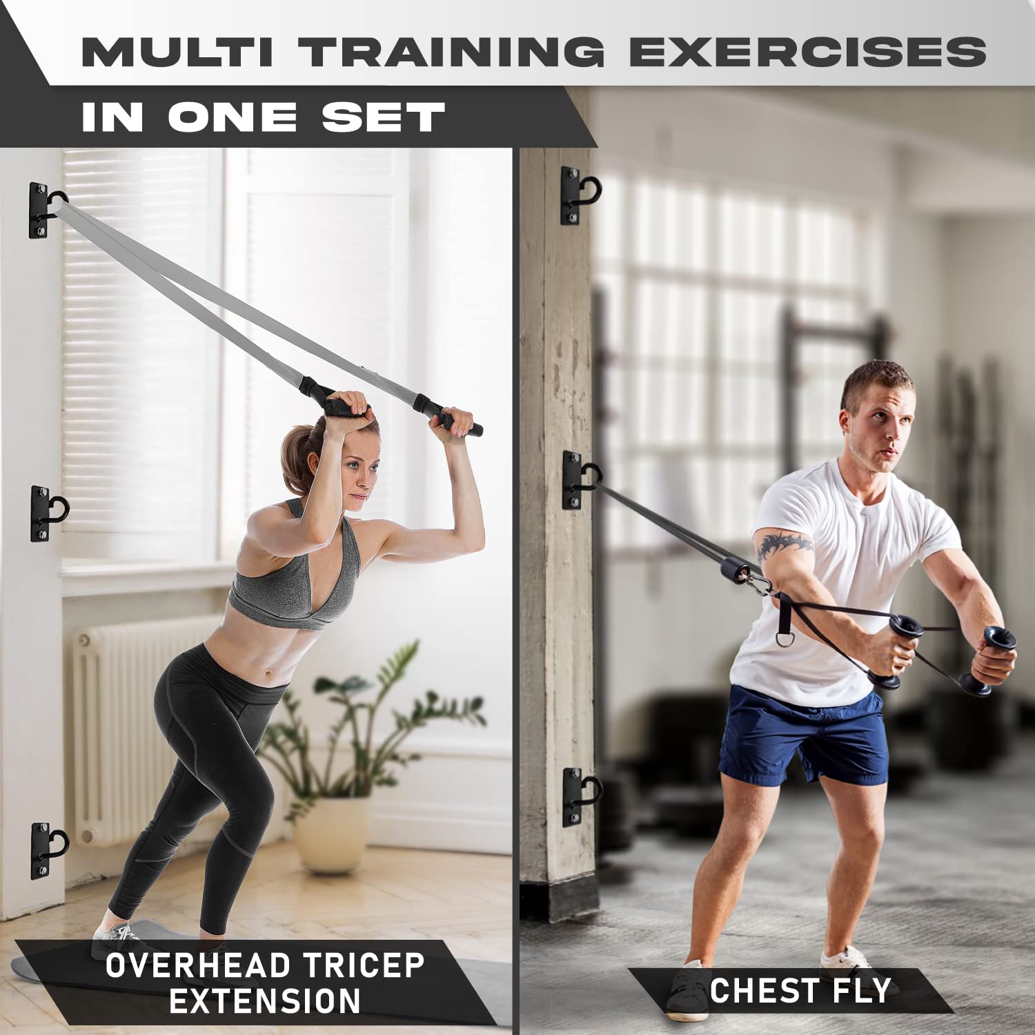 Yes4All Heavy Duty Wall Mounted Workout Anchors - Suspension Trainer Anchor for Battle Ropes, Olympic Rings, Hammocks & Strength Training - Perfect for Home Gym, CrossFit & Outdoor Fitness