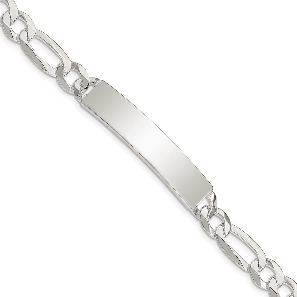 Stylish Sterling Silver Figaro Link ID Bracelet for Women - Perfect for Everyday Wear, Gifts & Special Occasions