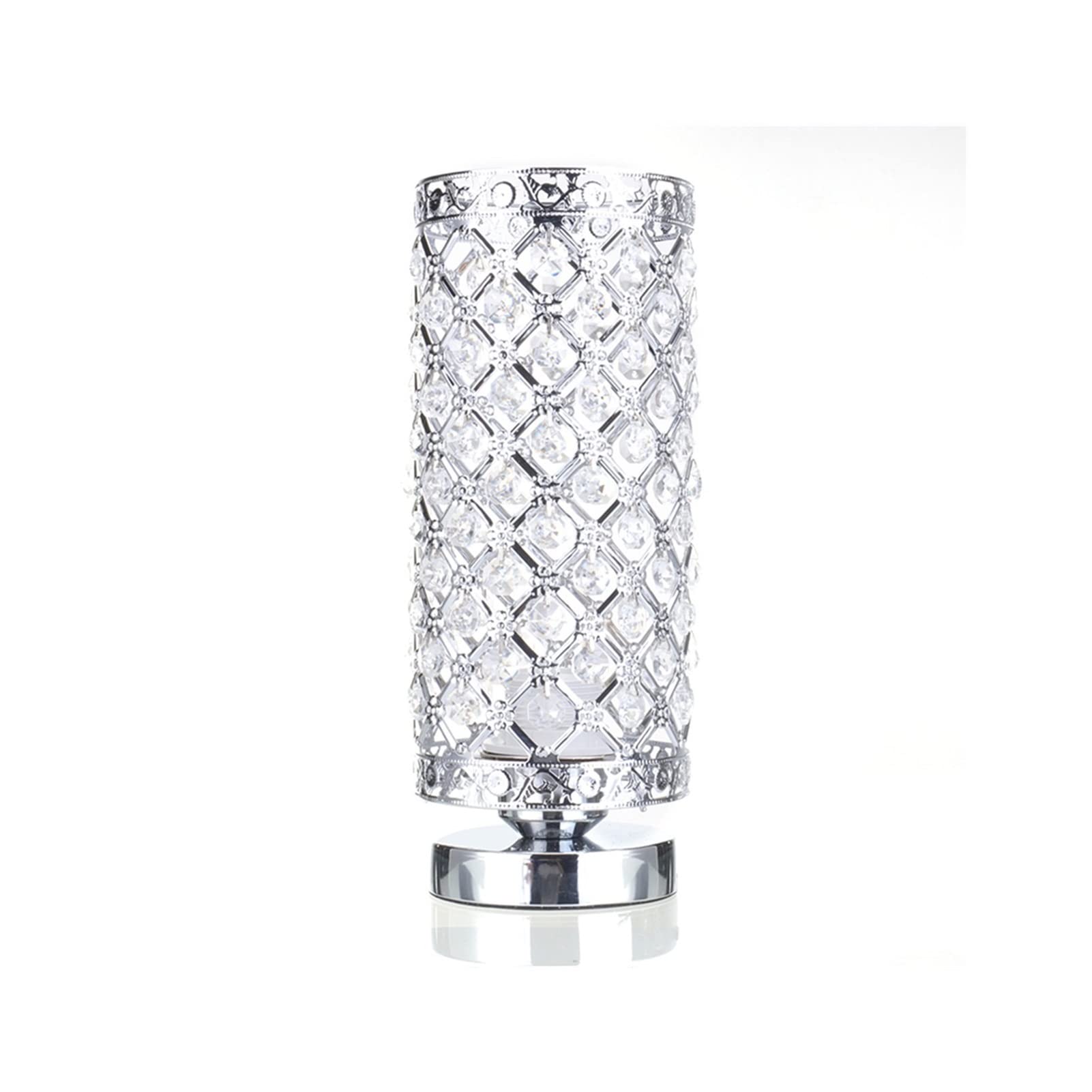 Modern Minimalist USB Charging Crystal Table Lamp - Bedside & Desk Lamp for Bedroom, Study, Office | Adjustable Brightness, Silver Lampshade | Perfect for Reading, Working & Nightstand Decor