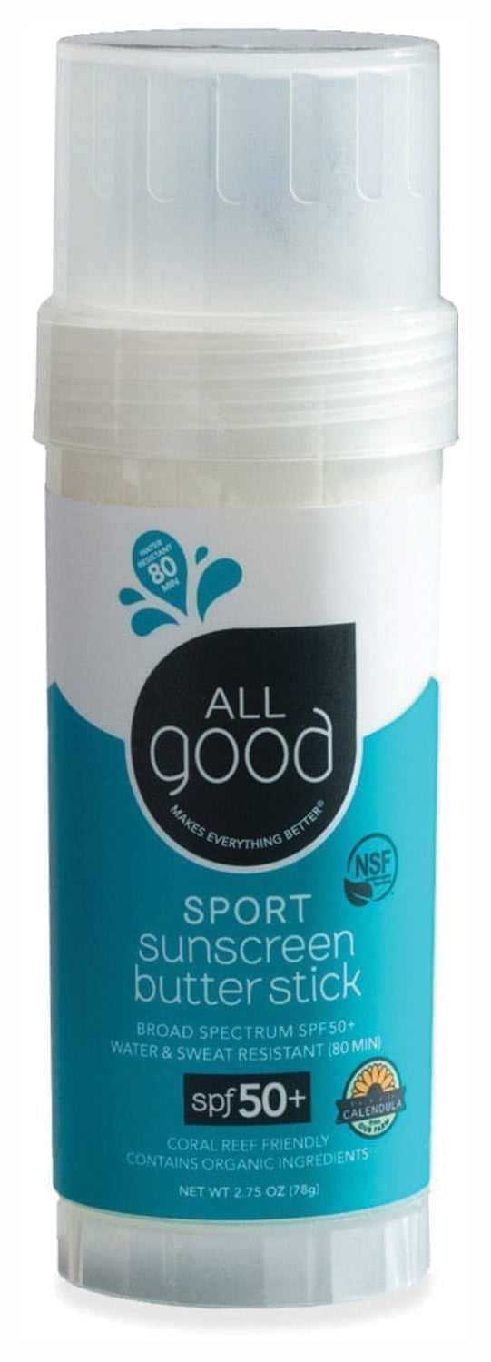 All Good Sport Stick SPF 50+ Sunscreen - Water-Resistant, Reef-Safe Sun Protection for Active Lifestyles - Perfect for Surfing, Hiking & Outdoor Sports