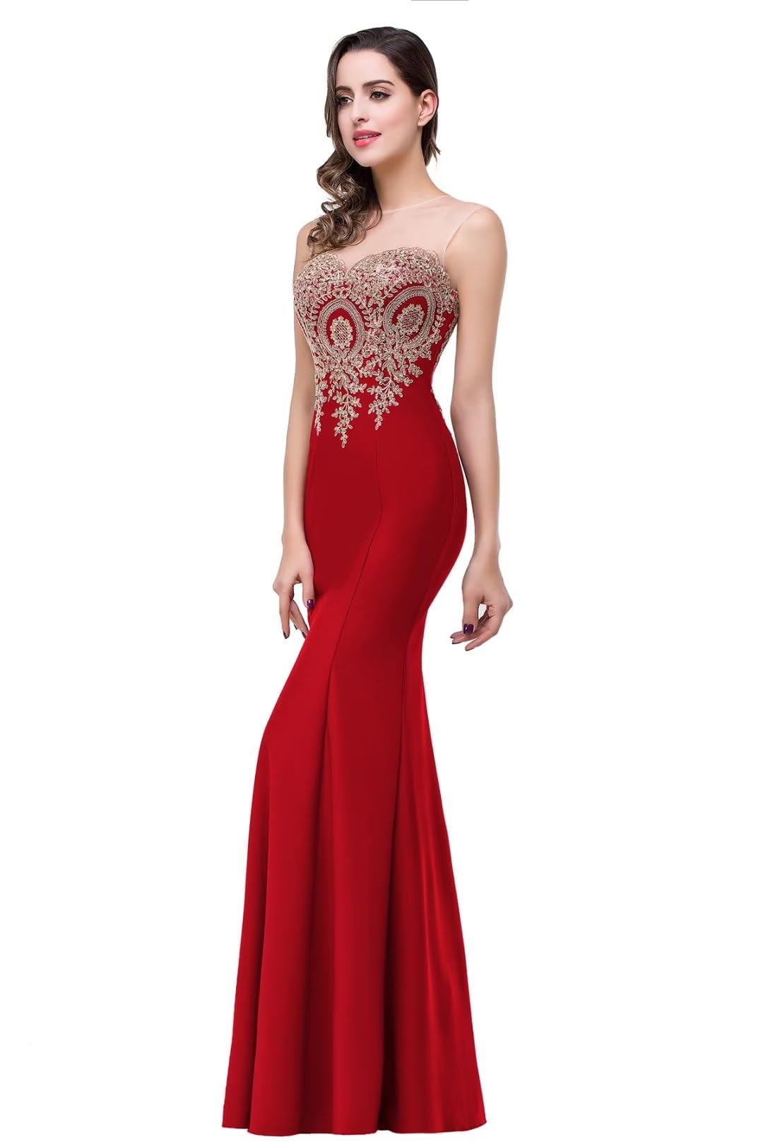 Elegant Women's Lace Applique Mermaid Evening Gown - Formal Prom Dress for Weddings, Galas & Special Occasions | Babyonline®