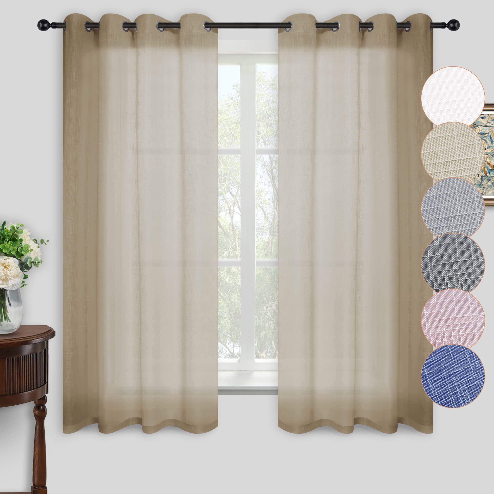 Kinryb Taupe Semi Sheer Curtains 52
