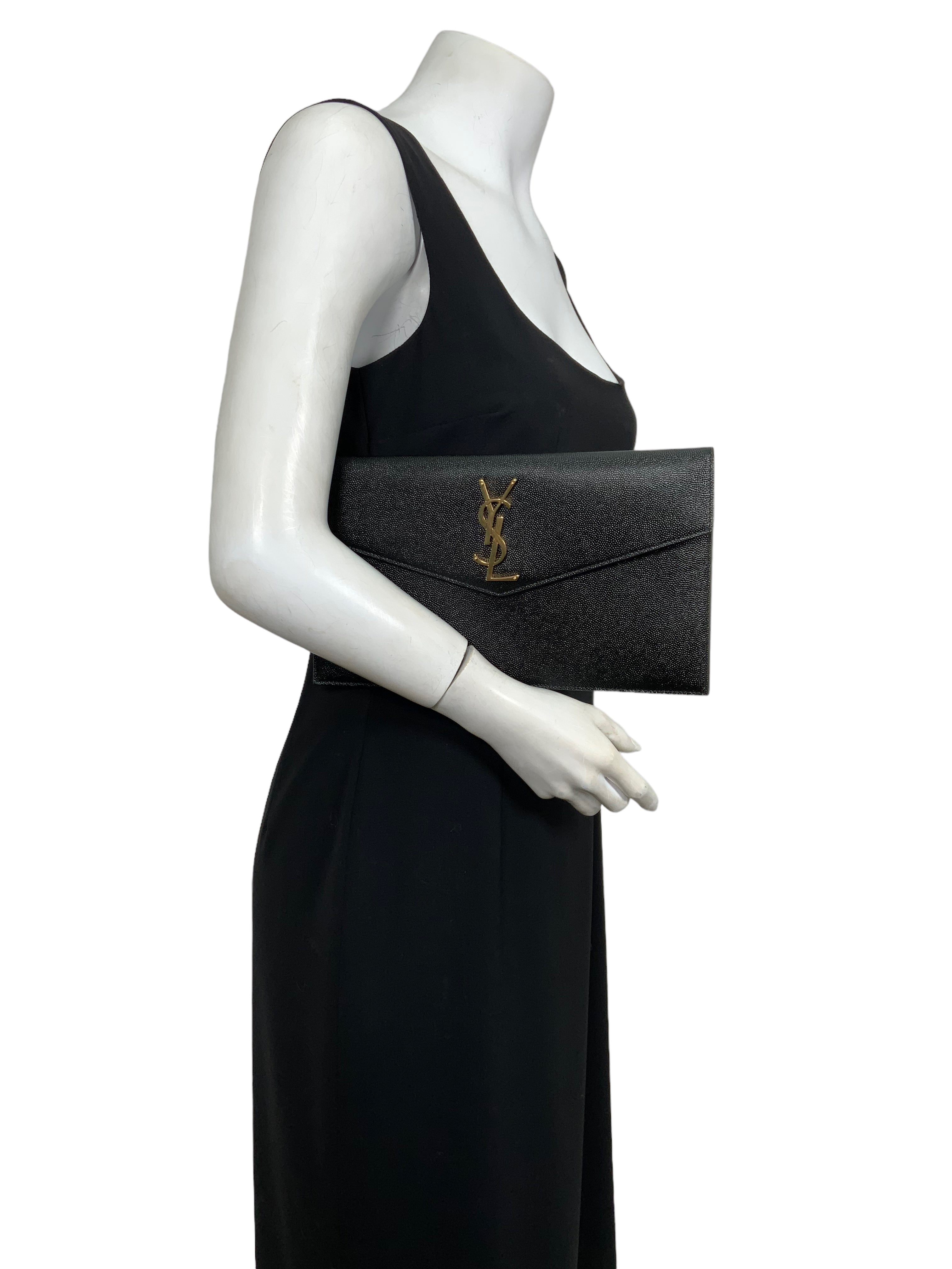 SAINT LAURENT UPTOWN POUCH CLUTCH BAG - Luxury Leather Wristlet for Women | Perfect for Evening Parties, Weddings & Special Occasions