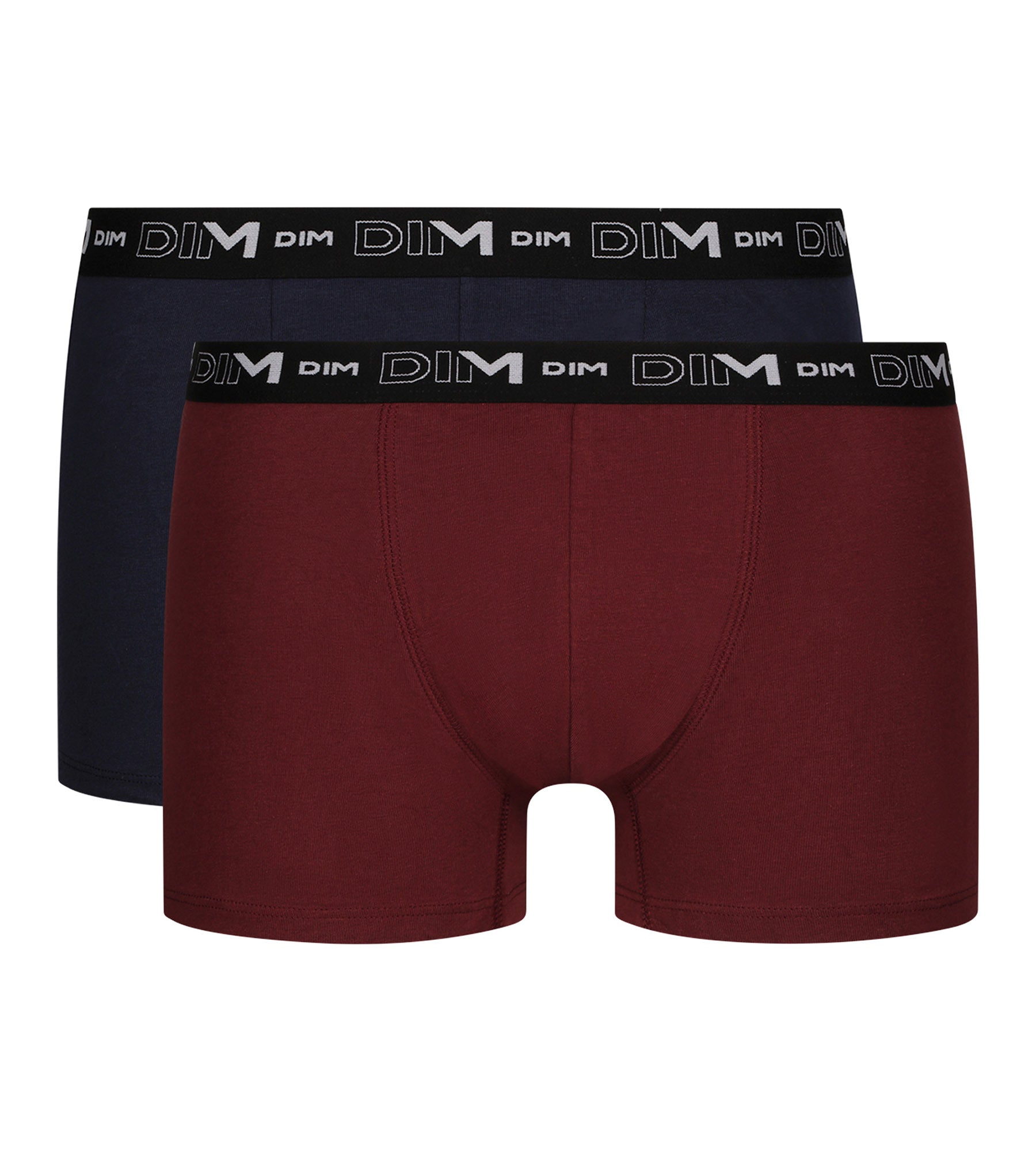 2 Pack Men's Boxer Briefs - Red & Blue Contrast Waistband, Dim Cotton Stretch Underwear for Everyday Comfort & Active Lifestyle