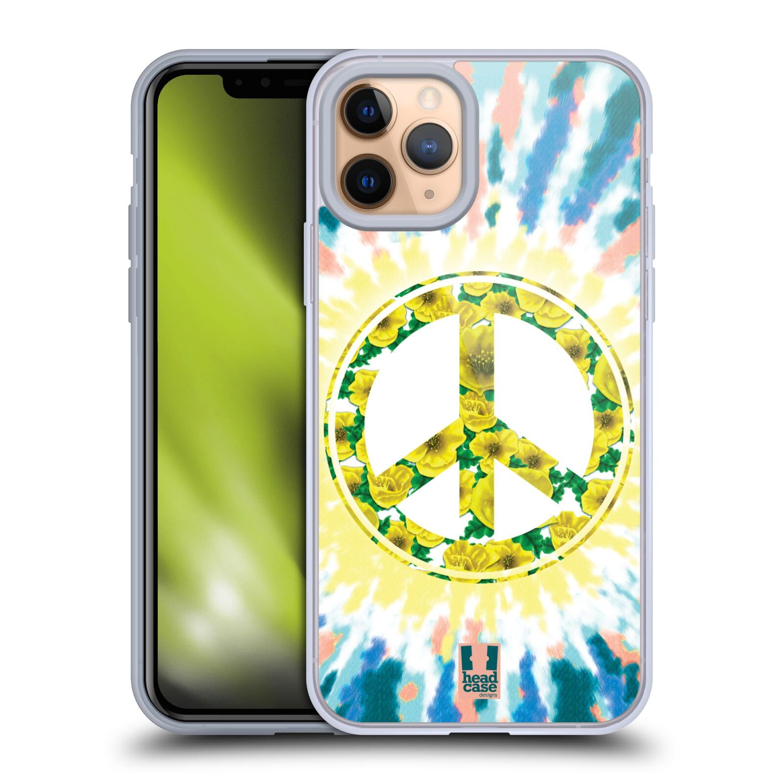 Flower Peace Sign Tie Dye Soft Gel Phone Case for Apple iPhone 11 Pro - Stylish Protective Cover for Everyday Use, Travel & Outdoor Activities
