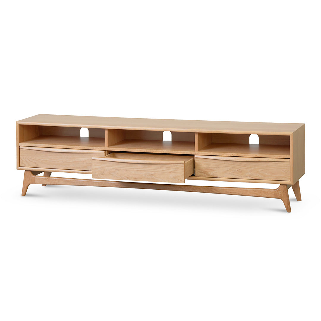 1.8m TV Stand Entertainment Unit in Natural Oak - Modern TV Cabinet for Living Room, Bedroom & Home Theater