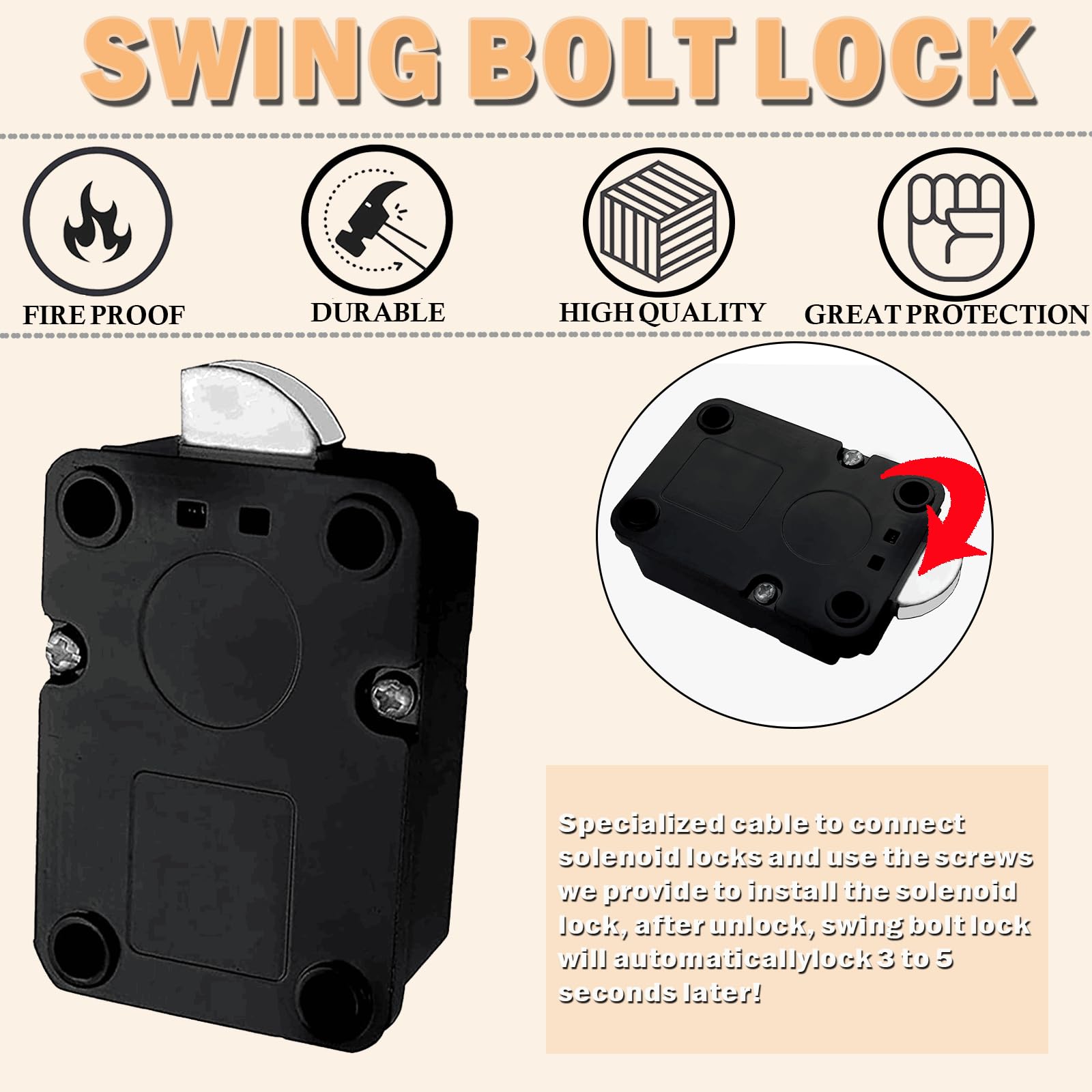 WAH LIN PARTS Stack on Safe Lock Replacement with Swing Bolt - High Security Fireproof Chrome Digital Keypad Electronic Safe Lock for Pistol Safes & Safe Boxes | Ideal for Home, Office & Gun Storage Security