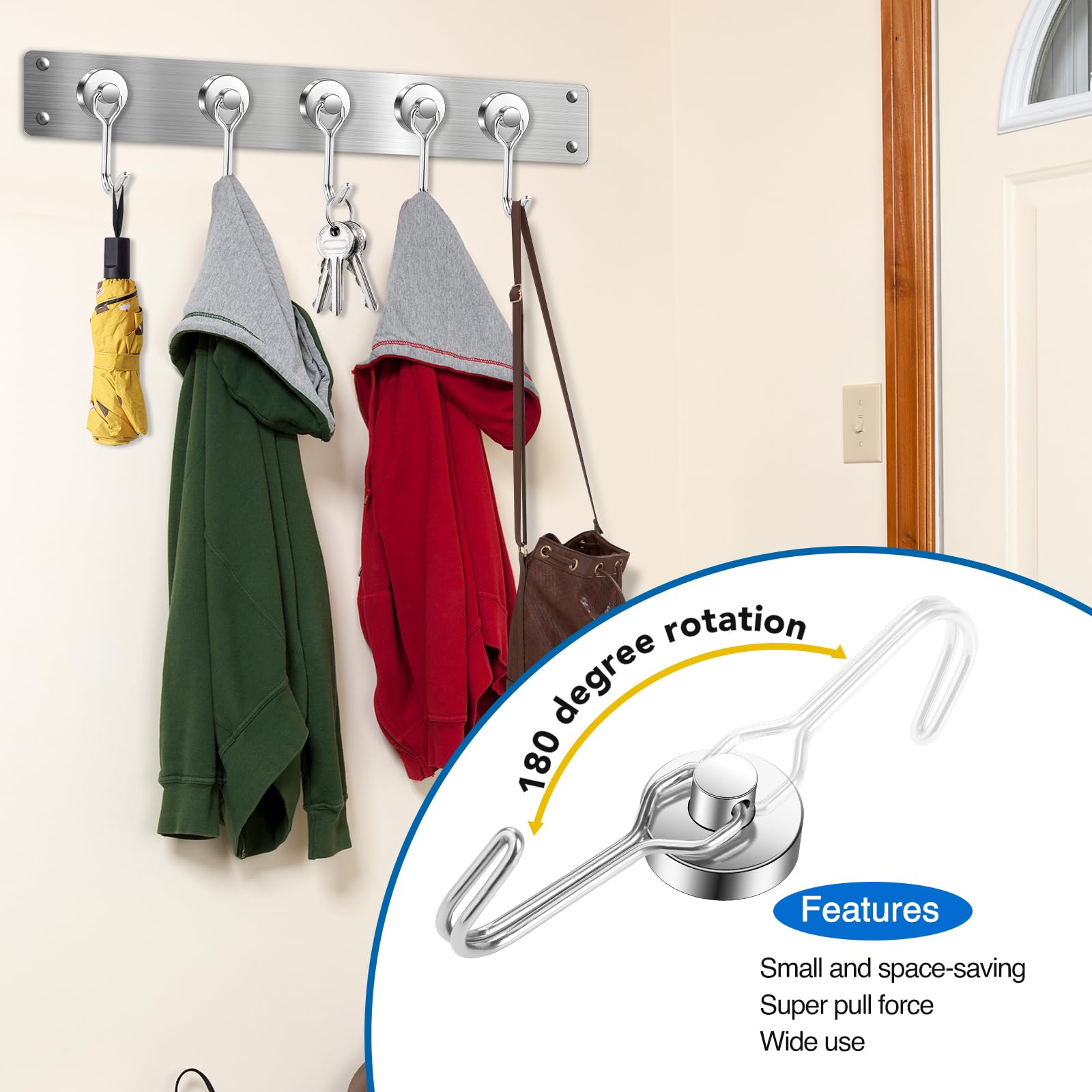 LOVIMAG 12-Pack Magnetic Hooks - Heavy Duty for Garage, Fridge & Travel