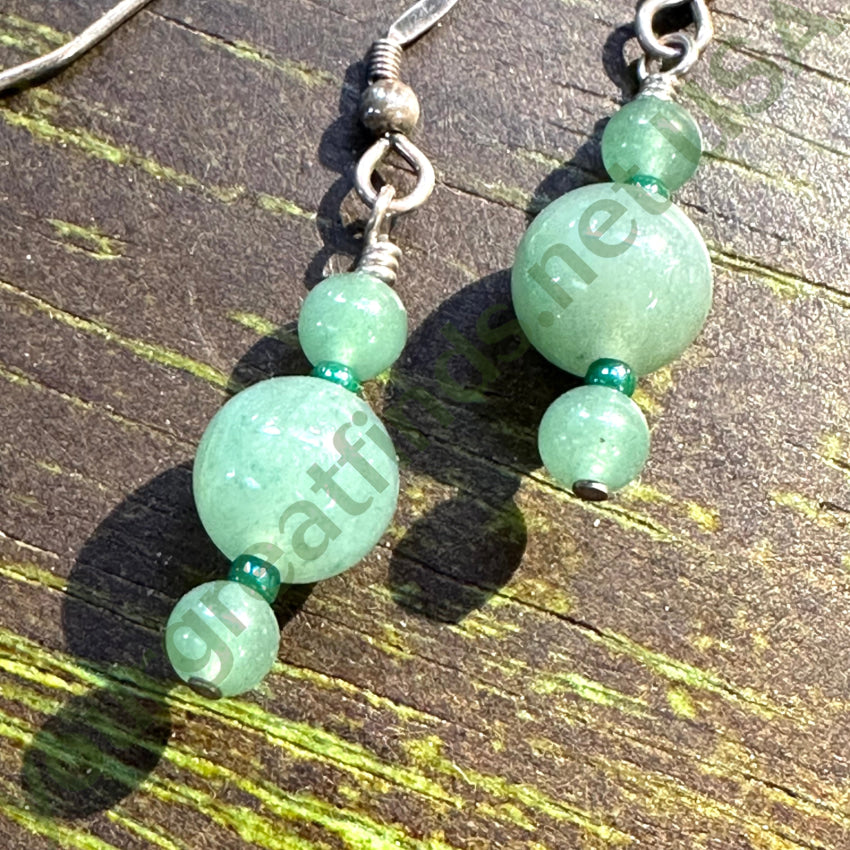 Sterling Silver Mint Green Gemstone Beaded Dangle Earrings for Women - Elegant Handmade Jewelry Gift for Birthday, Wedding & Party