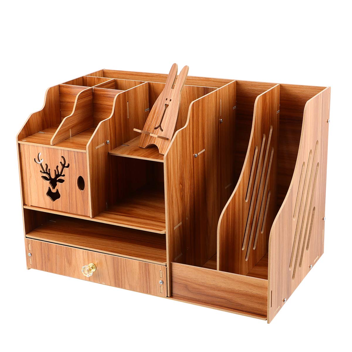 DOITOOL Wooden Desktop Storage Box - File Organizer, Bookshelf & Office Supplies for Paper Files, Books & Documents - Perfect for Home Office, Study & Workspace Organization