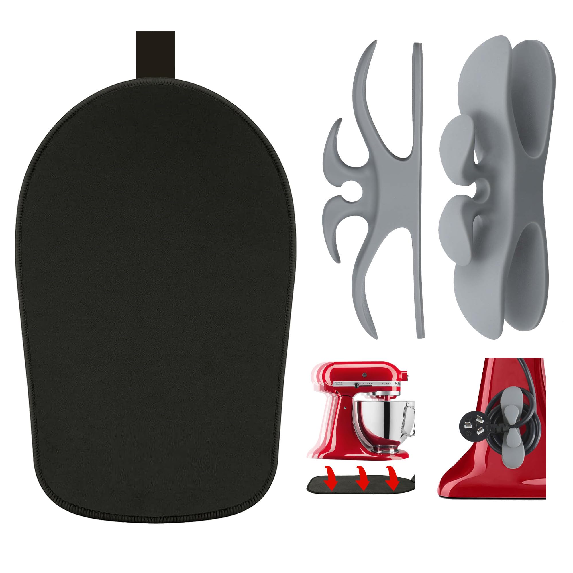 **KitchenAid Mixer Slider Mat - Non-Slip Pad for 4.5-5 Qt Tilt-Head Stand Mixers with 2 Grey Kitchen Accessories | Easy Mixer Movement & Countertop Protection | Perfect for Baking, Cooking & Kitchen Organization**