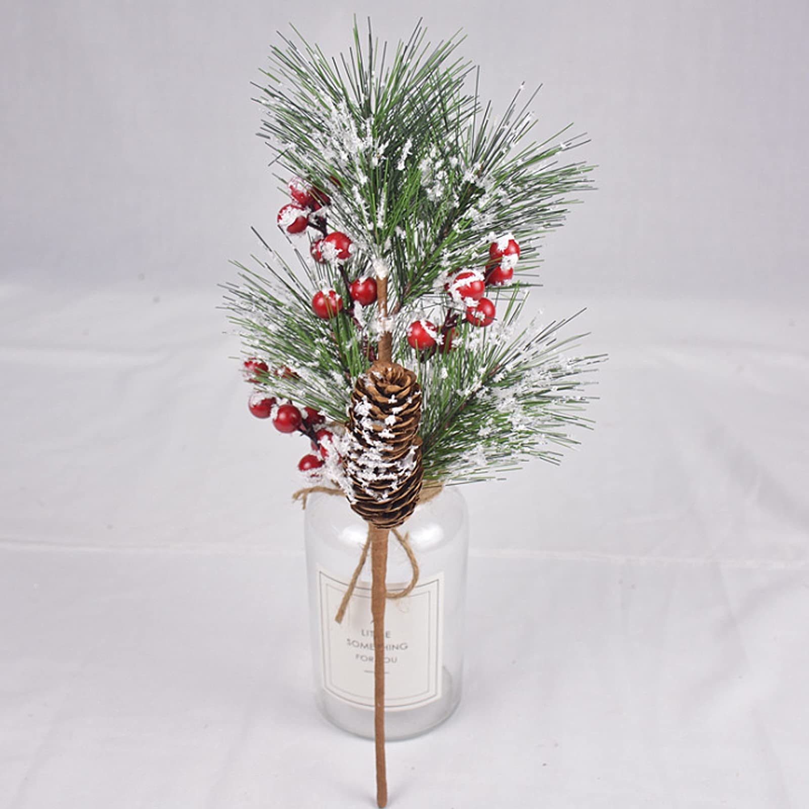 6Pcs 14.2inch Artificial Red Berry Stems with Pine Branches & Holly - Christmas DIY Craft Picks for Wreaths, Garlands, Ornaments and Holiday Decorations (36cm) - Perfect for Festive Home Decor, Gift Wrapping, and Seasonal Centerpieces