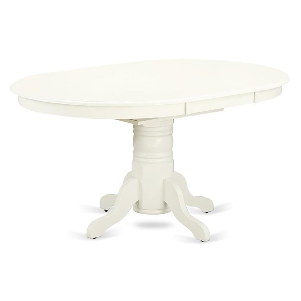 East West Furniture 5-Piece Dining Table Set with Oval Table & 4 Faux Leather Chairs - 42x60 Inch, Linen White & Light Grey - Perfect for Kitchen, Dining Room, and Small Space Gatherings