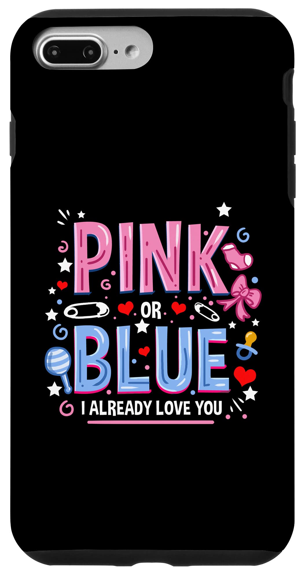 iPhone 7 Plus/8 Plus Pink or Blue Gender Reveal Case - Perfect for Baby Shower Announcements & Surprise Parties