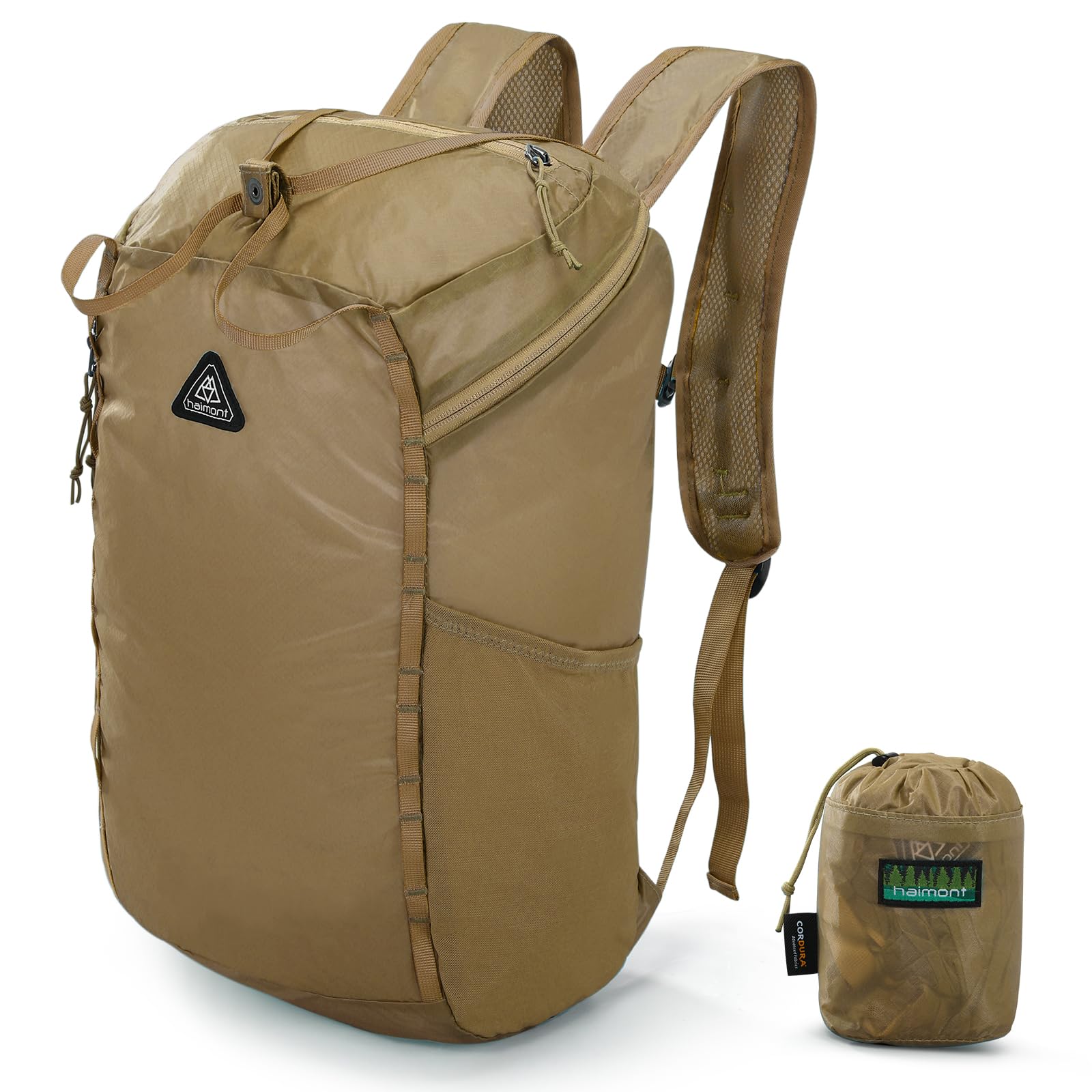 Ultralight Packable Backpack 25L - Foldable Hiking Daypack for Men & Women with Built-in Storage Bag - Perfect for Travel, Beach, Camping & Outdoor Adventures - Durable Brown Backpack for Hiking, Gym & Daily Use