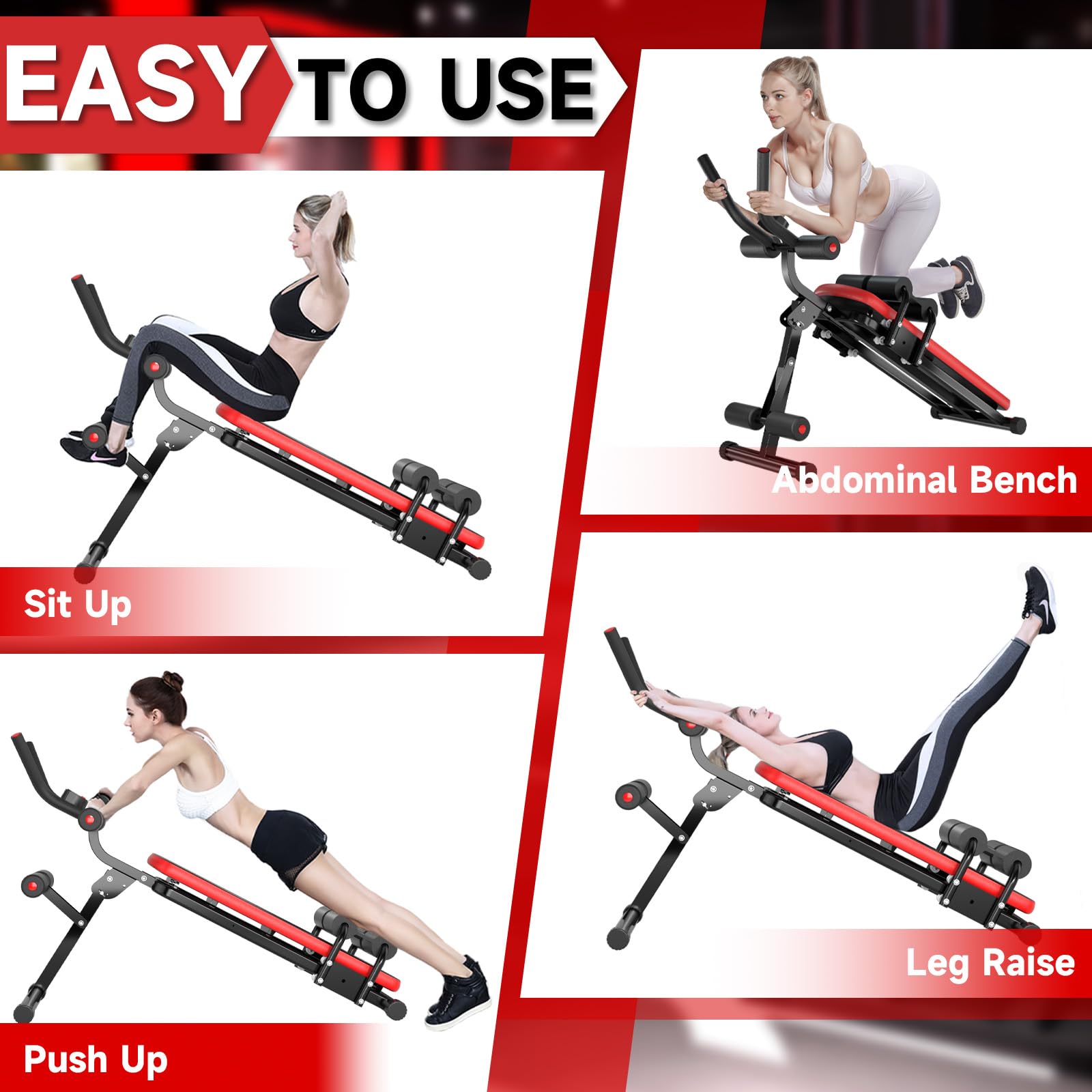 Bigzzia Ab Machine - Foldable Adjustable Abdominal Trainer for Home Gym, Core & Stomach Workout Equipment - Perfect for Crunches, Sit-ups & Full Ab Exercises at Home