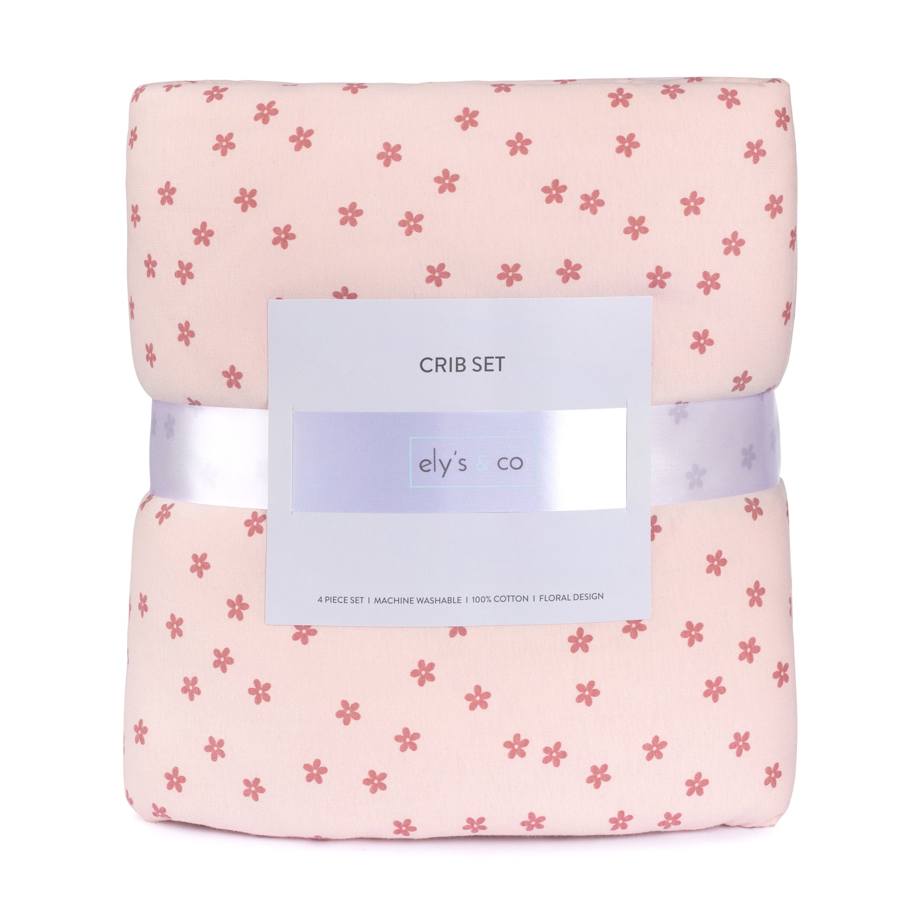 Ely's & Co. 4-Piece Baby Crib Bedding Set - Soft Crib Sheets, Fitted Crib Skirt, Breathable Crib Bumper - Perfect for Nursery, Newborn & Toddler Sleep Safety
