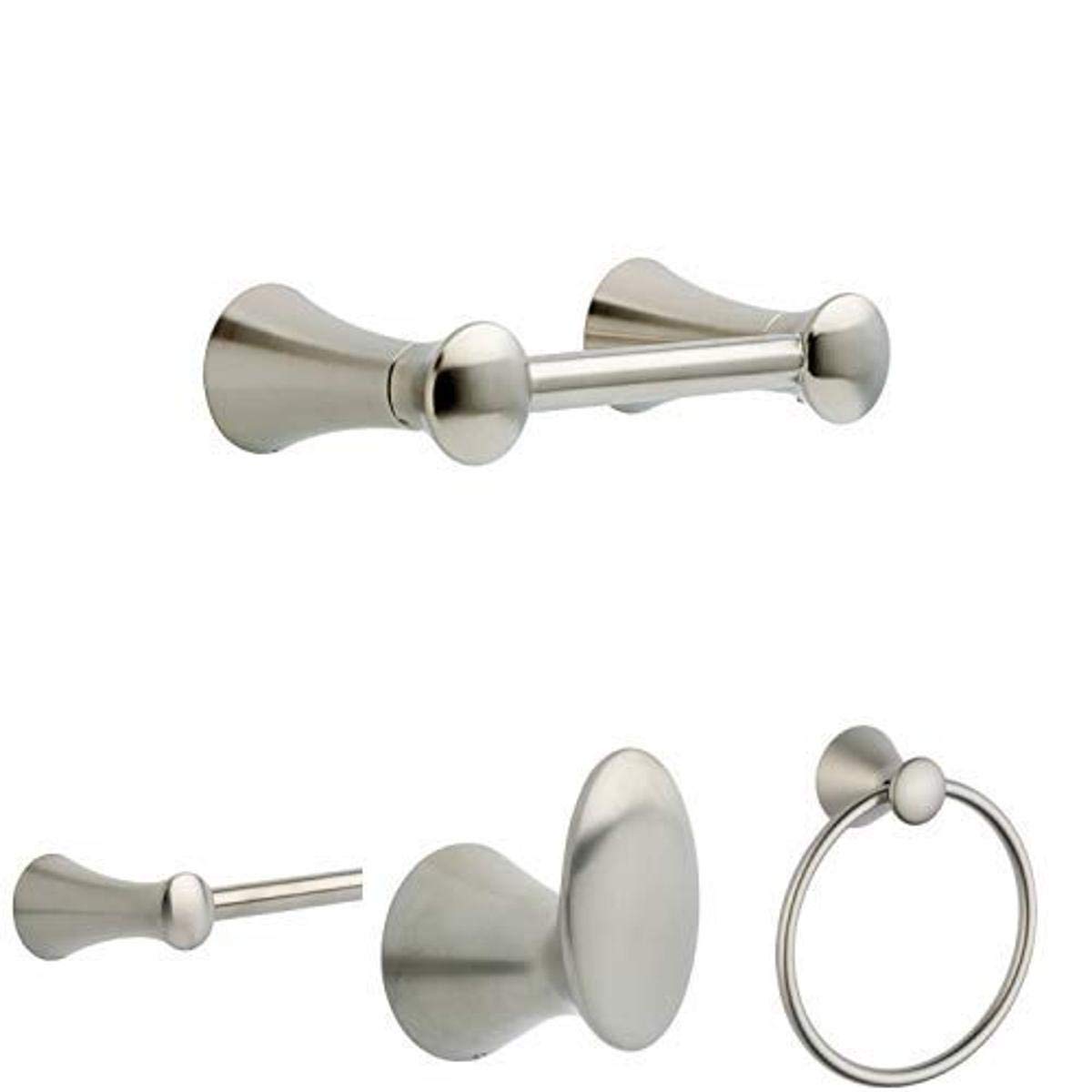 Lahara 4-Piece Stainless Steel Bathroom Hardware Set - Shower Rod, Towel Bar, Hook & Shelf for Modern Bathroom Decor & Organization